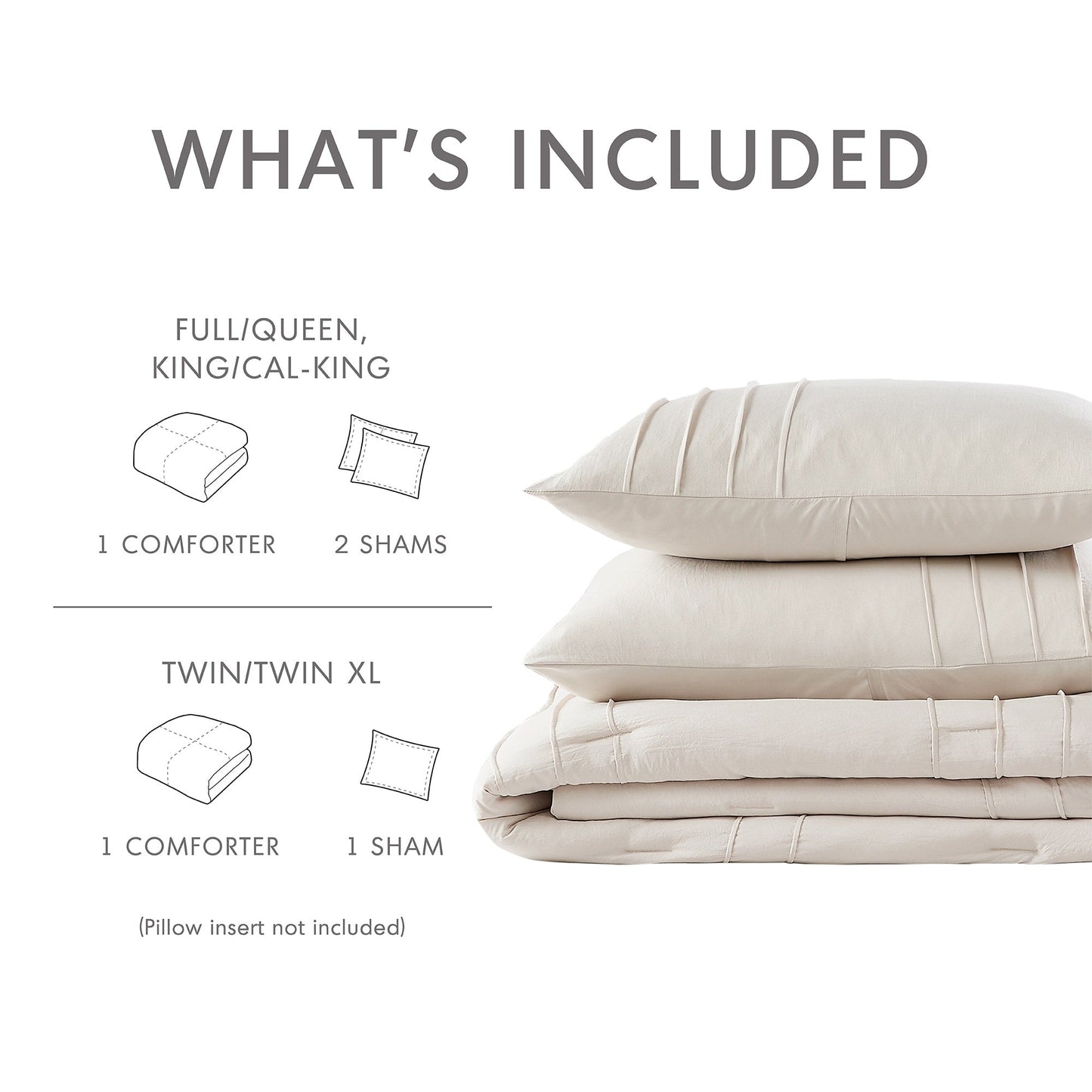 Chelsea Square Evans Pinch Pleated Soft Washed Boho Comforter Set