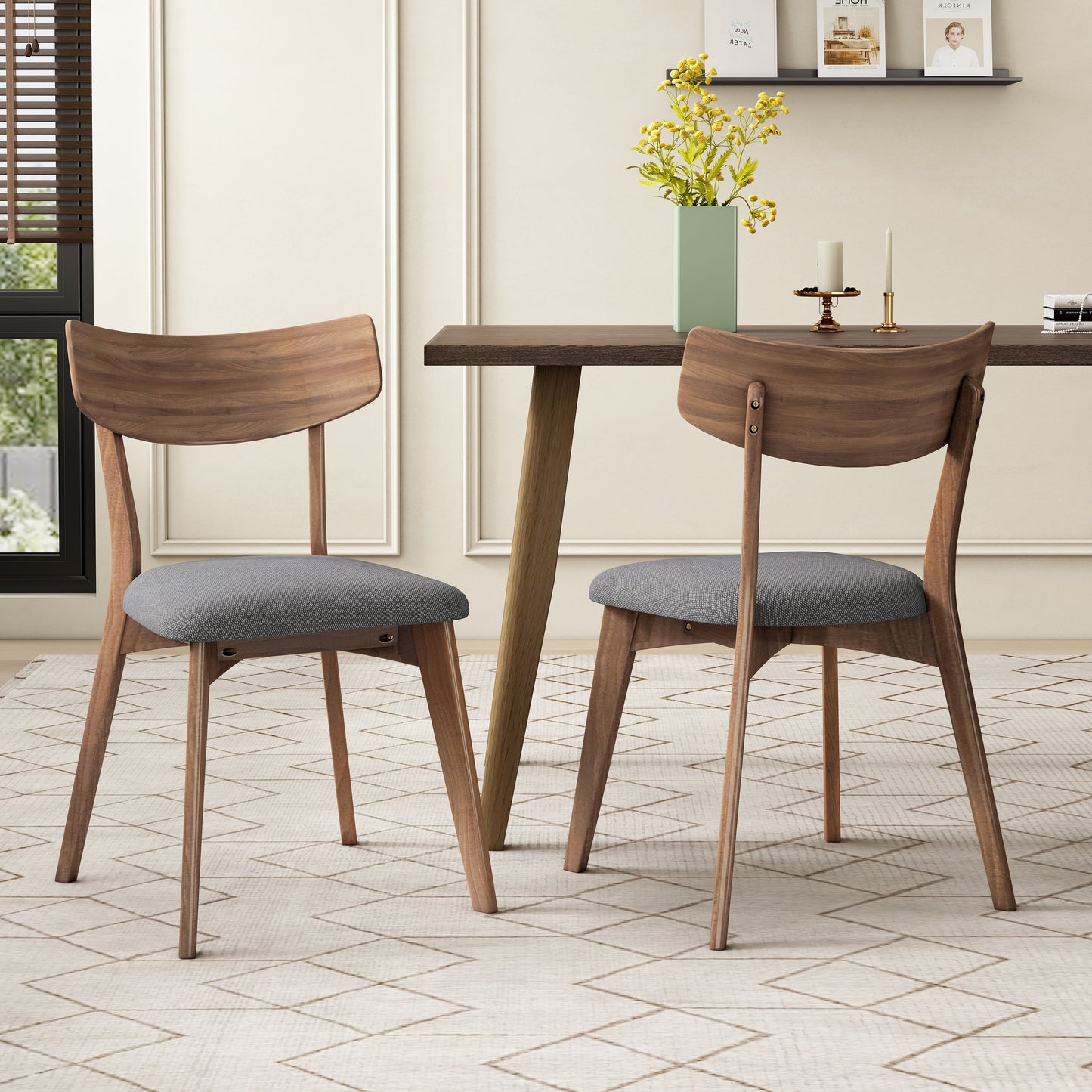 Chazz Mid-Century Modern Upholstered Rubberwood Dining Chairs (Set of 2/4) by Christopher Knight Home