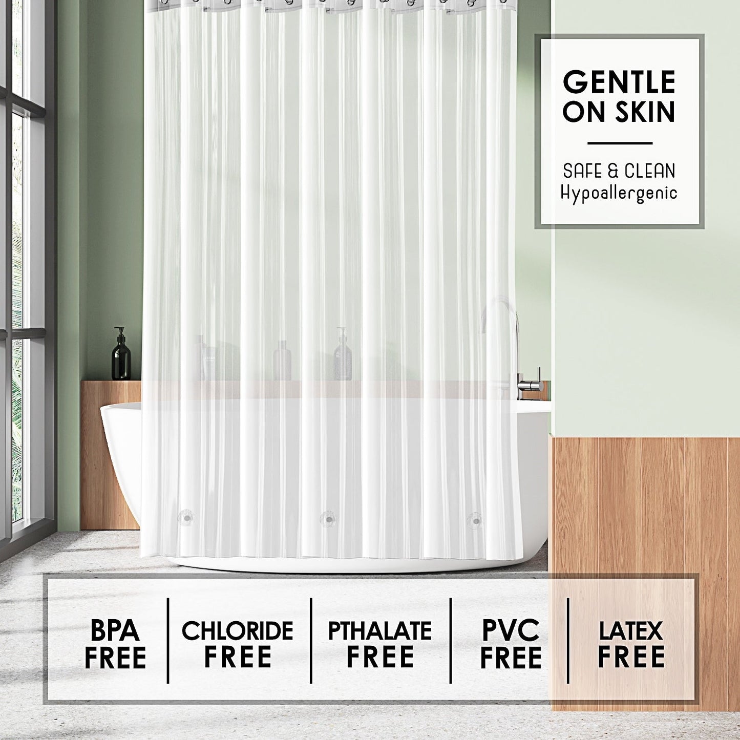 Clara Clark Heavy Duty 5G Thick Scum Resistant Shower Curtain Liner