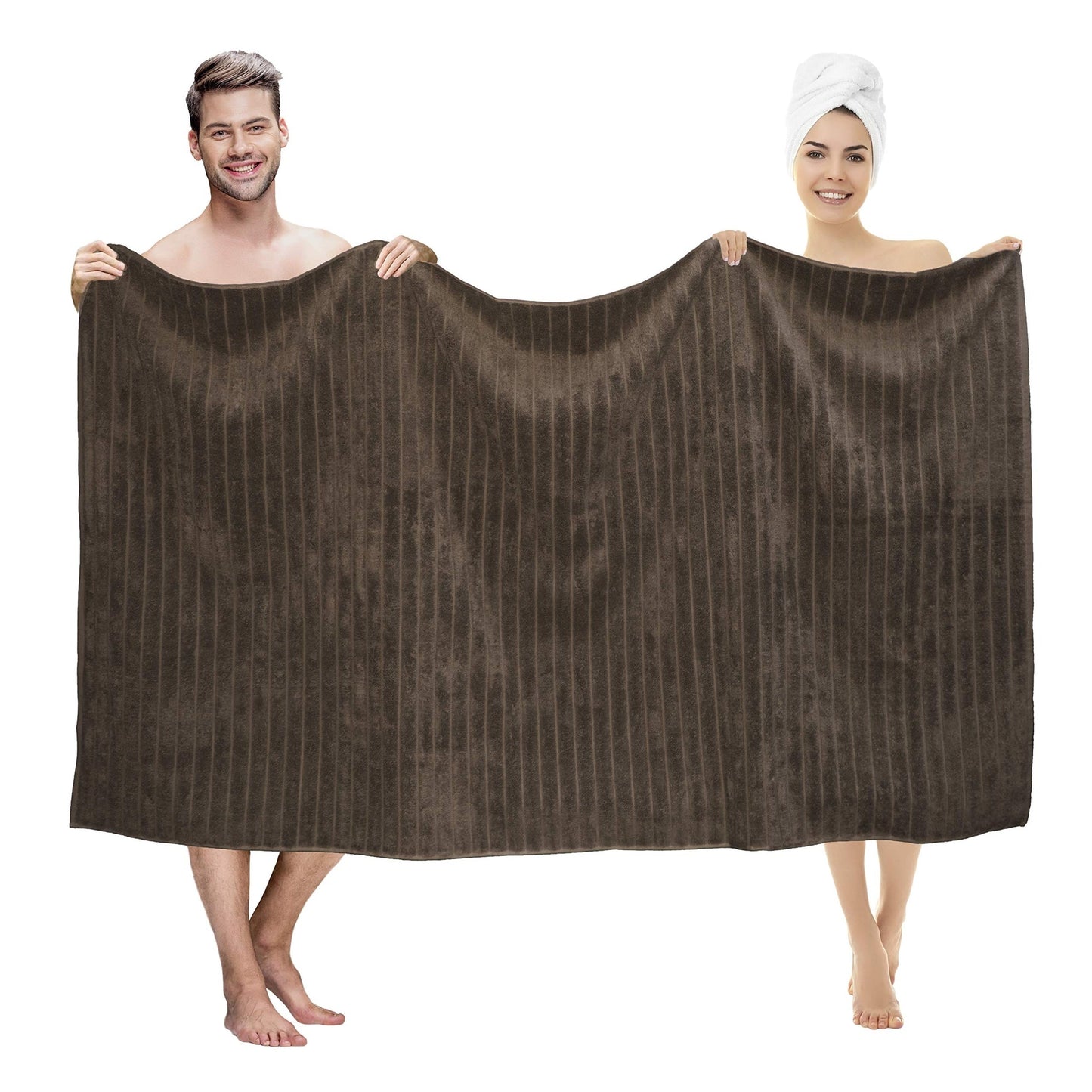 Classic Turkish Towels Cotton Bath Sheets Set & Oversized Ribbed Towels, Ultra-Soft & Absorbent & Set of 3 - 40x65