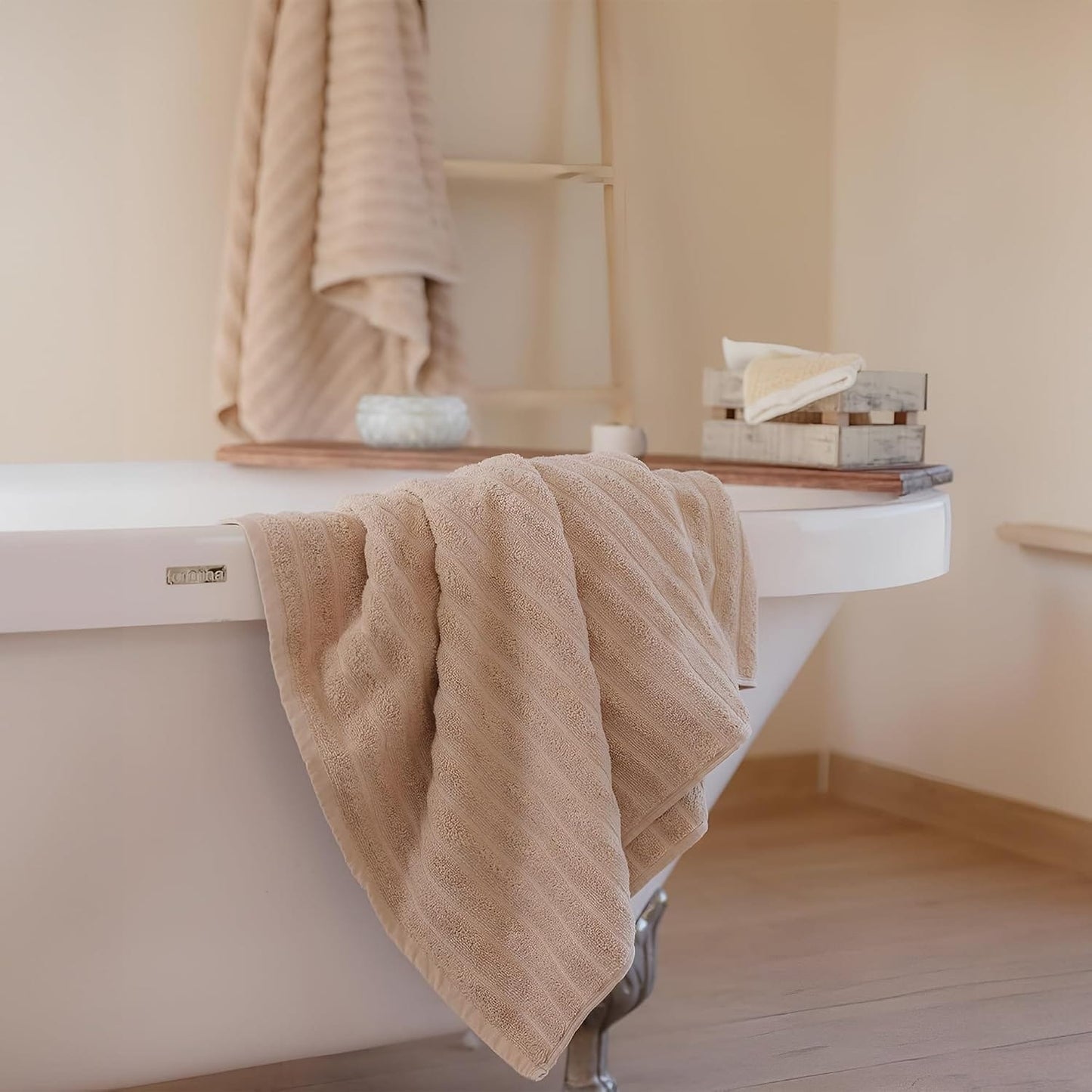 Classic Turkish Towels Cotton Bath Sheets Set & Oversized Ribbed Towels, Ultra-Soft & Absorbent & Set of 3 - 40x65
