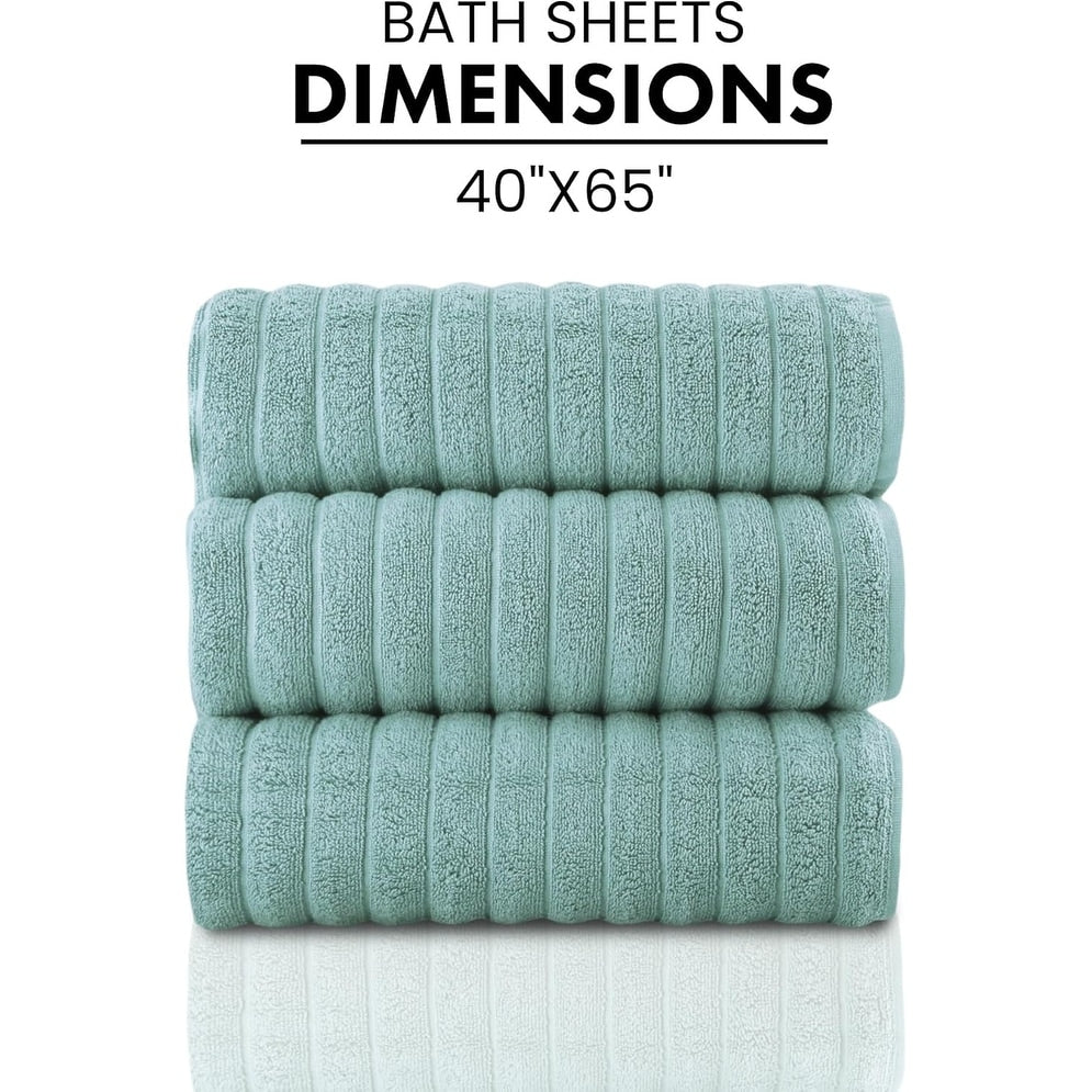 Classic Turkish Towels Cotton Bath Sheets Set & Oversized Ribbed Towels, Ultra-Soft & Absorbent & Set of 3 - 40x65