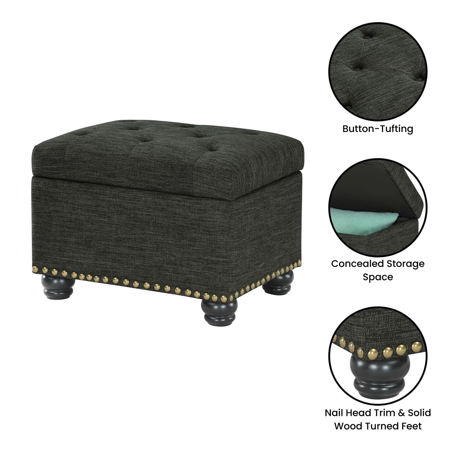 Convenience Concepts Designs4Comfort 5th Avenue Storage Ottoman