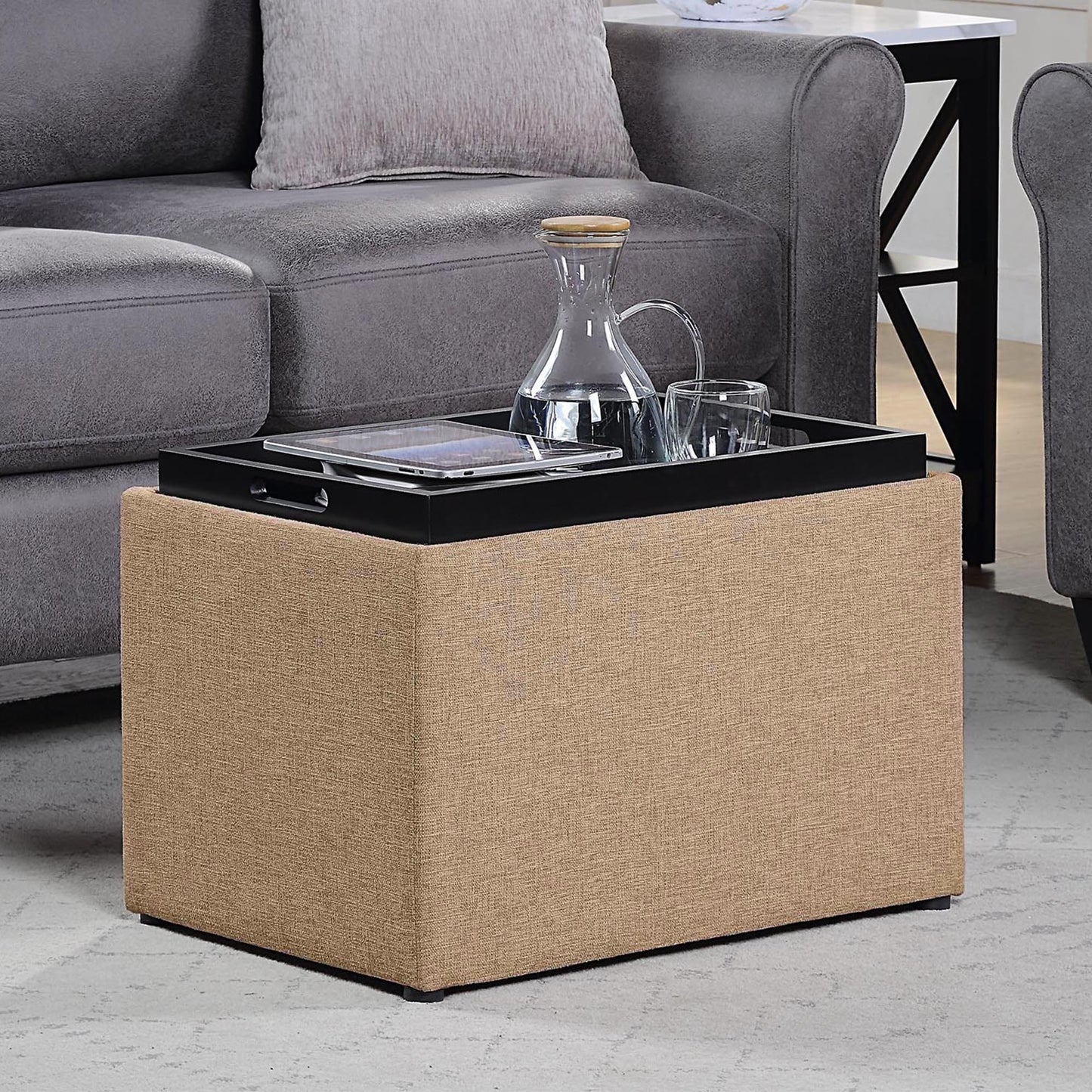 Convenience Concepts Designs4Comfort Accent Storage Ottoman with Reversible Tray