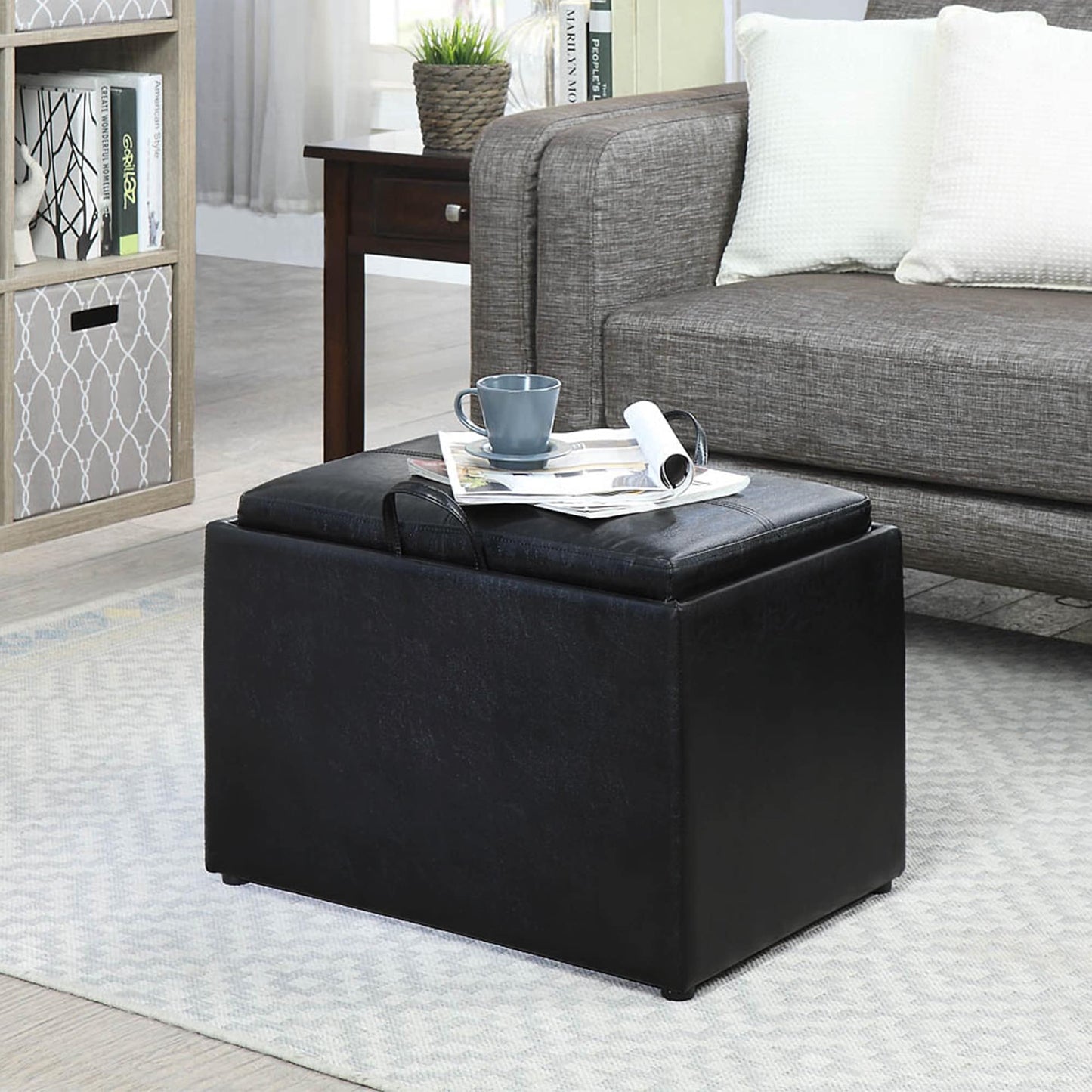 Convenience Concepts Designs4Comfort Accent Storage Ottoman with Reversible Tray