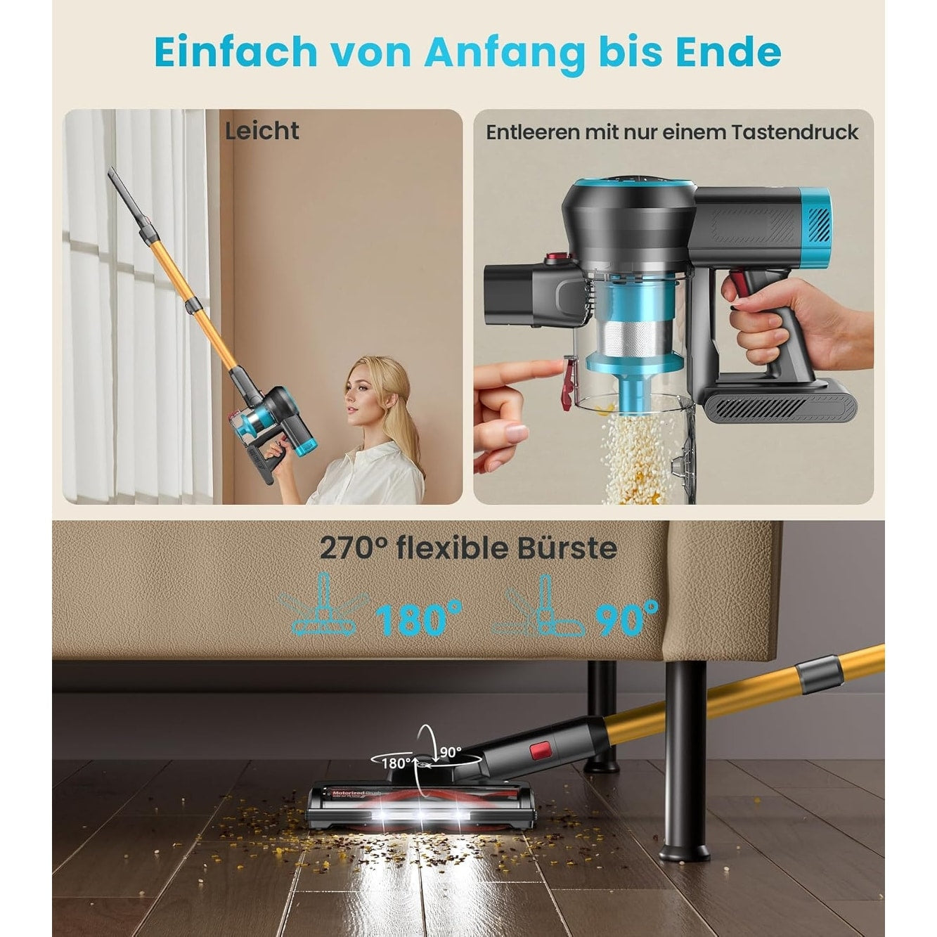 Cordless Vacuum Cleaner for Hardwood Floor Carpet Pet Hair - Cordless Vacuum Cleaner