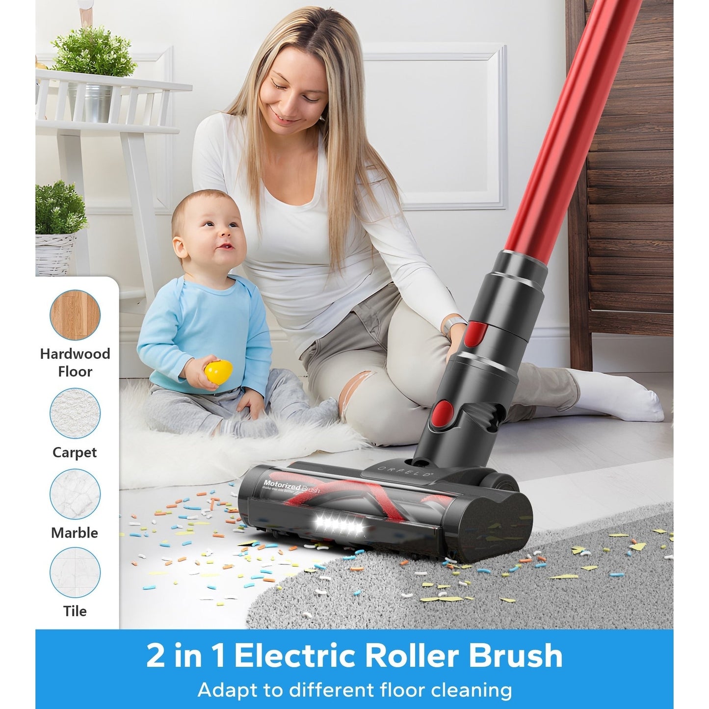 Cordless Vacuum Cleaner for Hardwood Floor Carpet Pet Hair - Cordless Vacuum Cleaner
