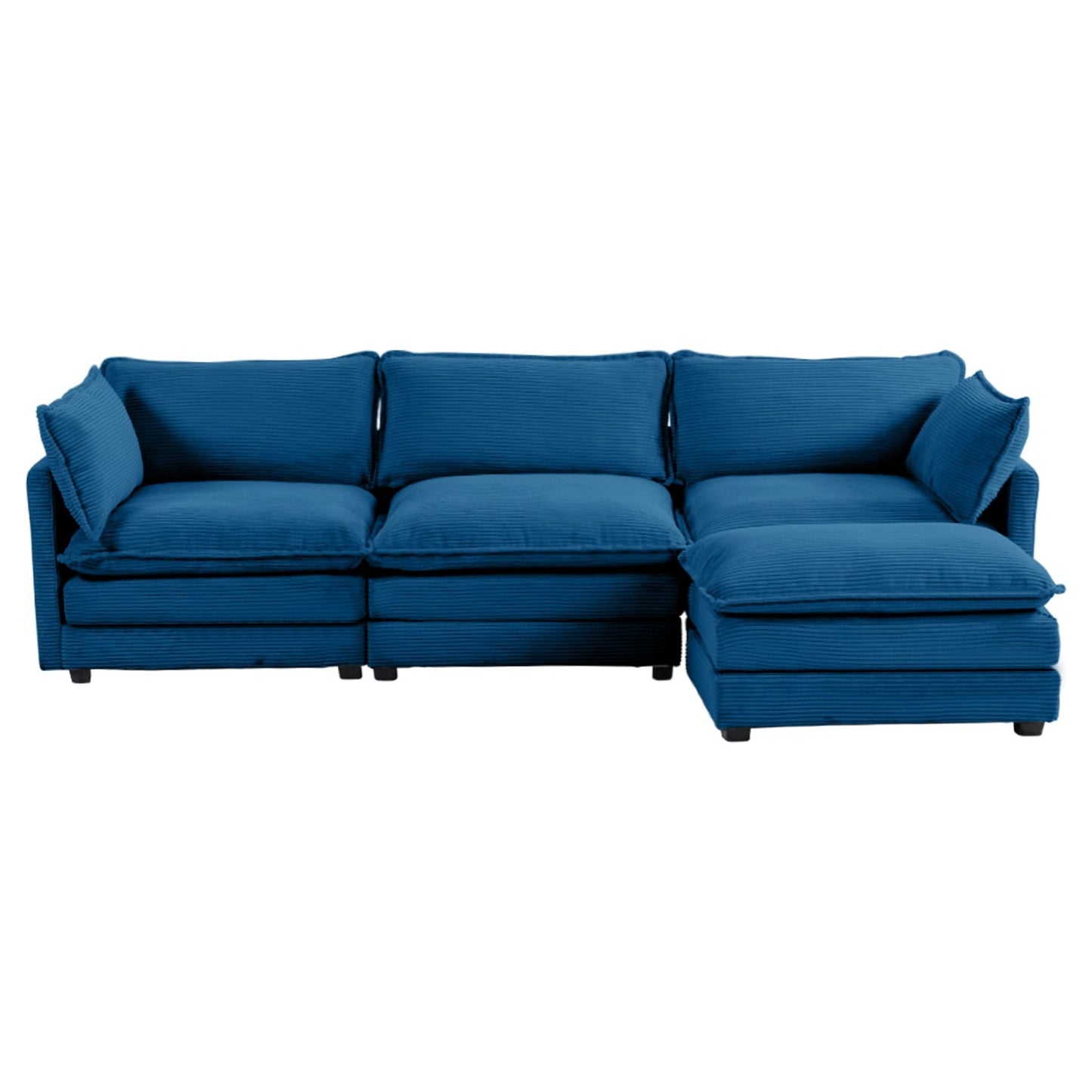 Canapé sectionnel en velours côtelé avec poufs amovibles et coussins ultra-doux pour salon et chambre