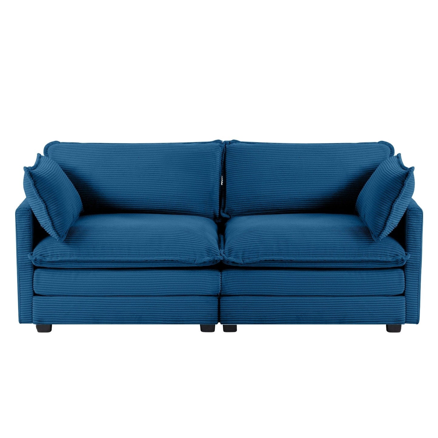 Canapé sectionnel en velours côtelé avec poufs amovibles et coussins ultra-doux pour salon et chambre