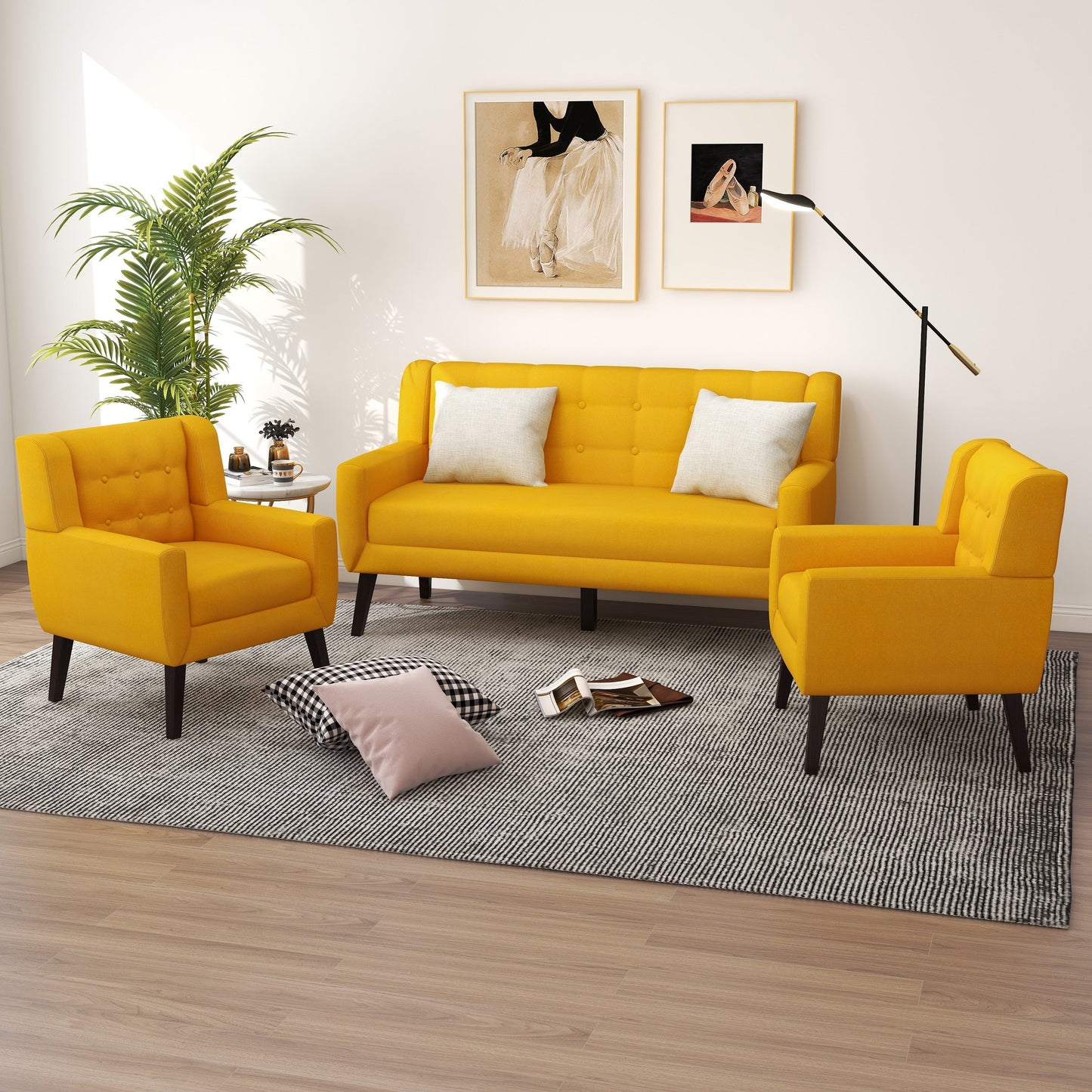 Cotton/ Linen Look Fabric Modern Accent Chair Armchair