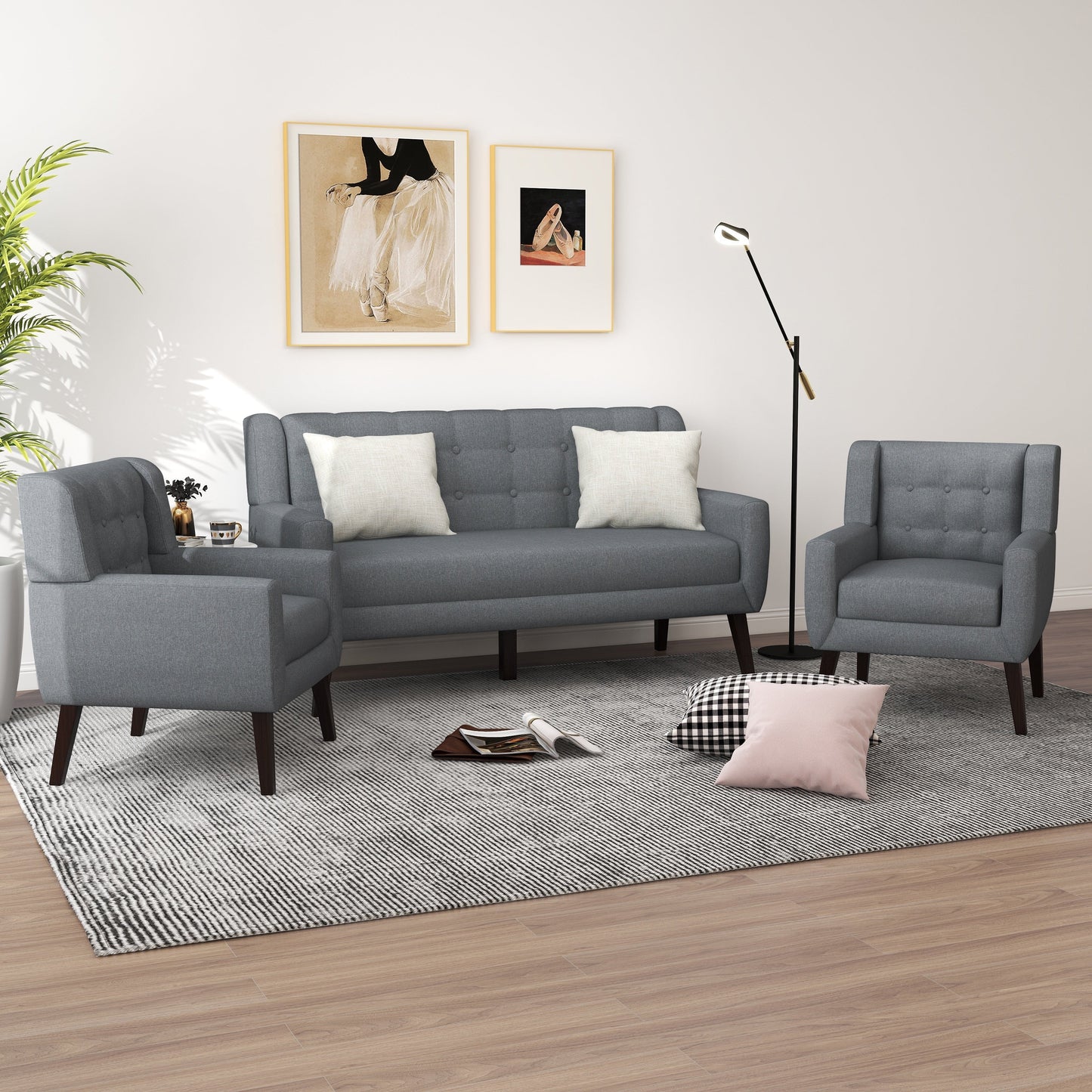 Cotton/ Linen Look Fabric Modern Accent Chair Armchair