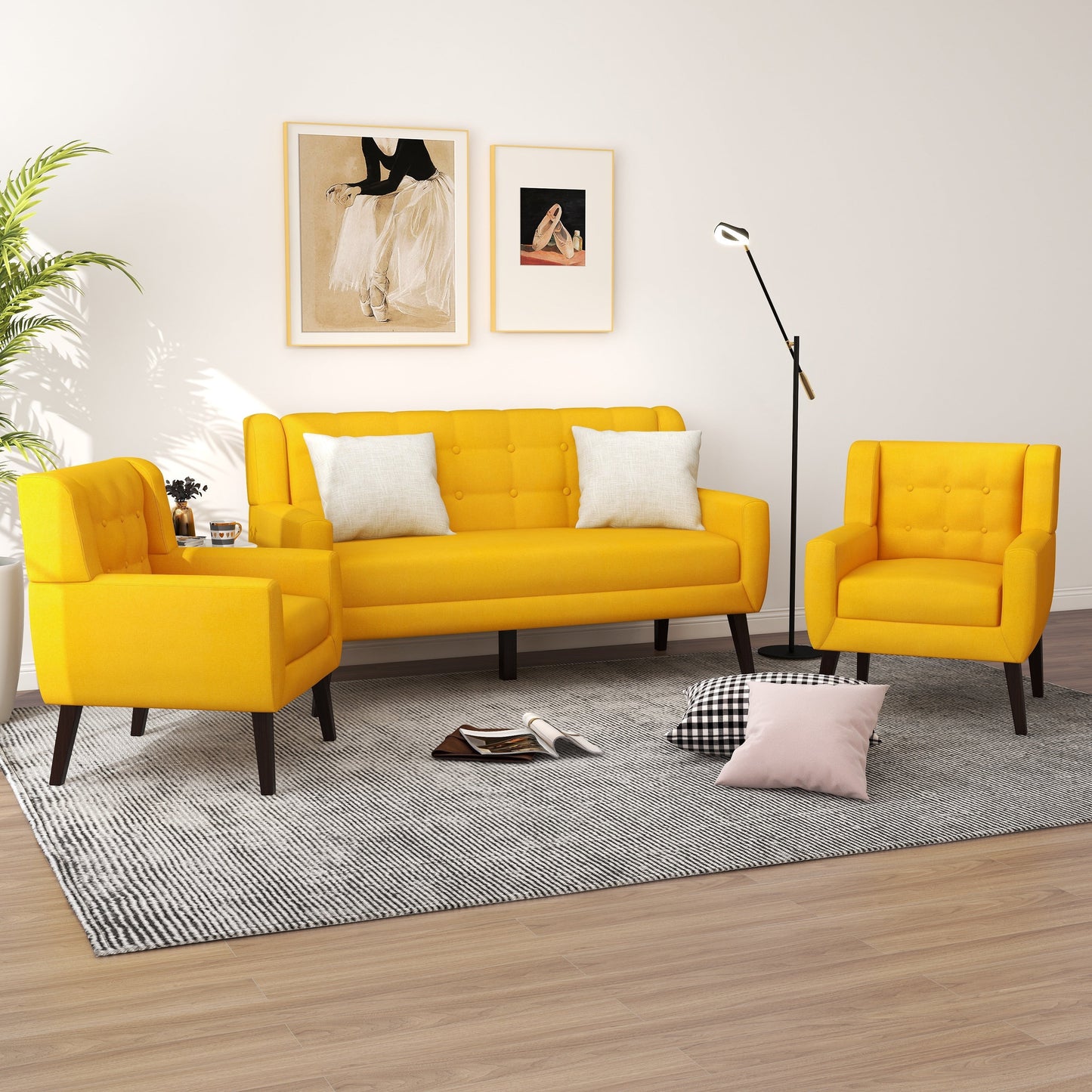 Cotton/ Linen Look Fabric Modern Accent Chair Armchair