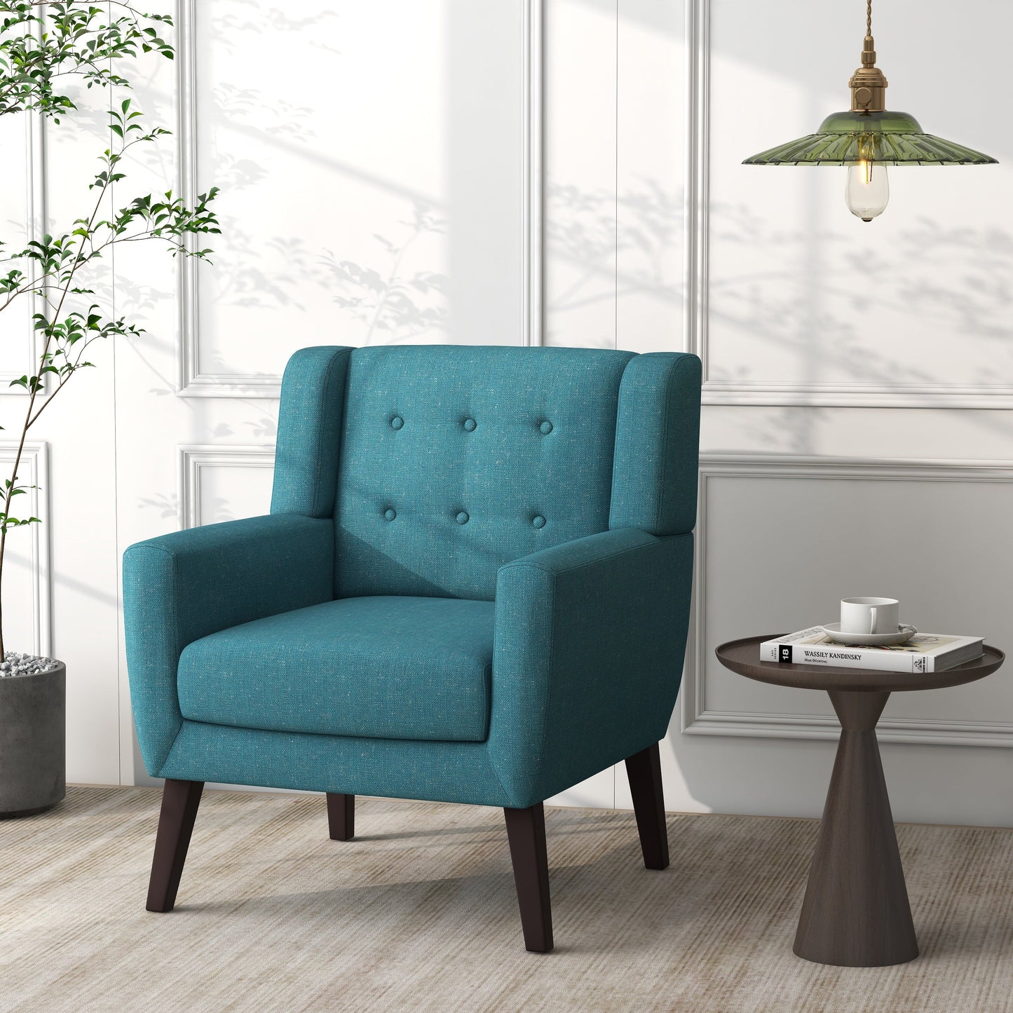 Cotton/ Linen Look Fabric Modern Accent Chair Armchair