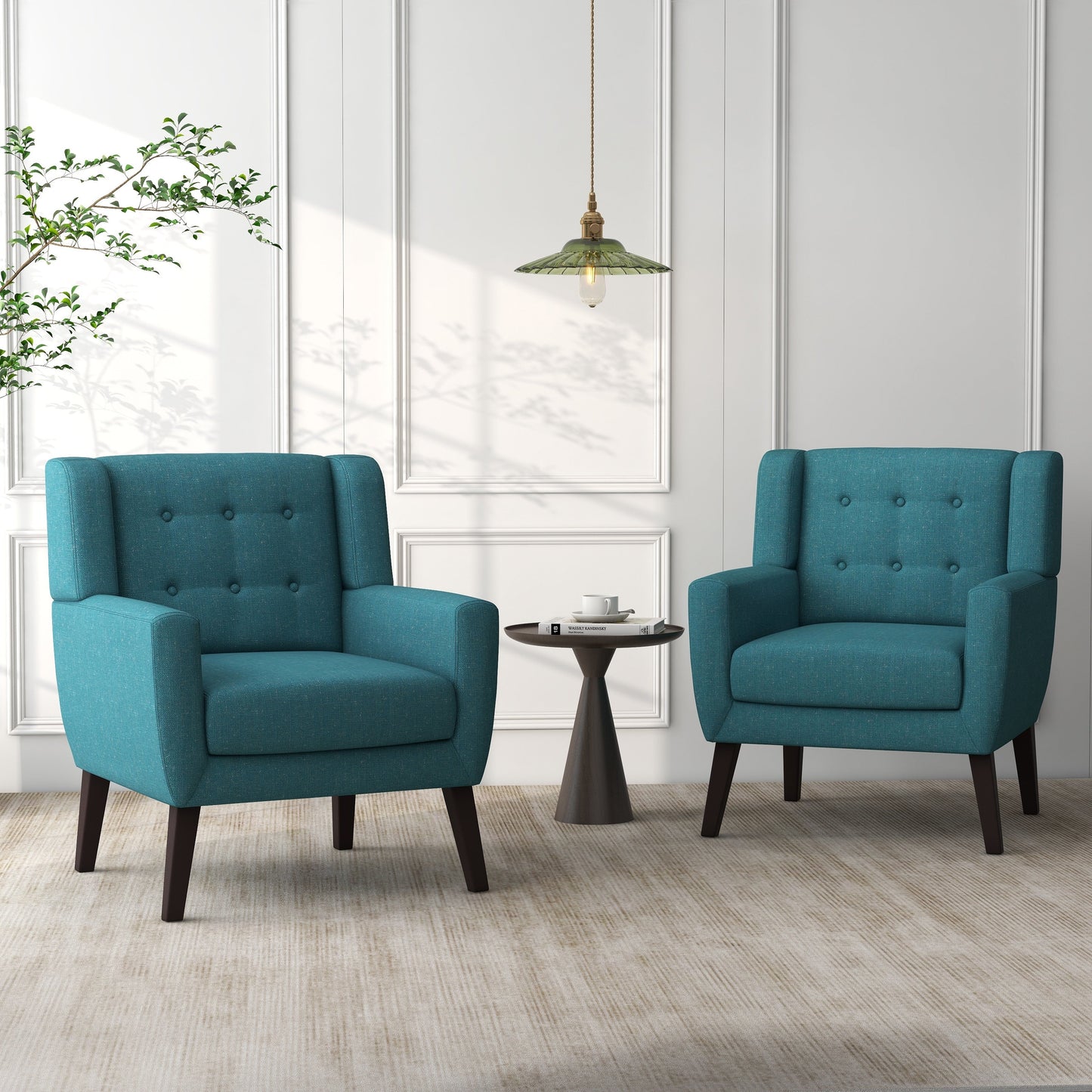 Cotton/ Linen Look Fabric Modern Accent Chair Armchair
