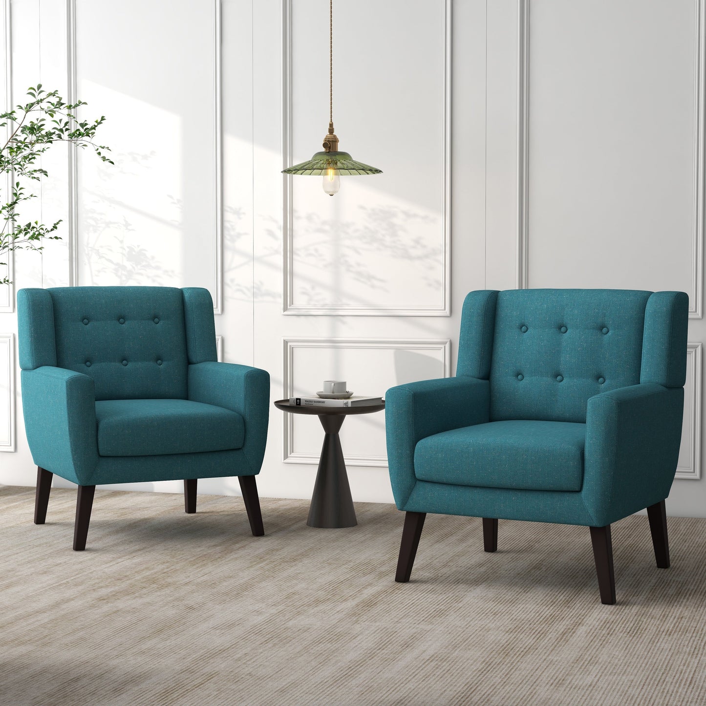 Cotton/ Linen Look Fabric Modern Accent Chair Armchair
