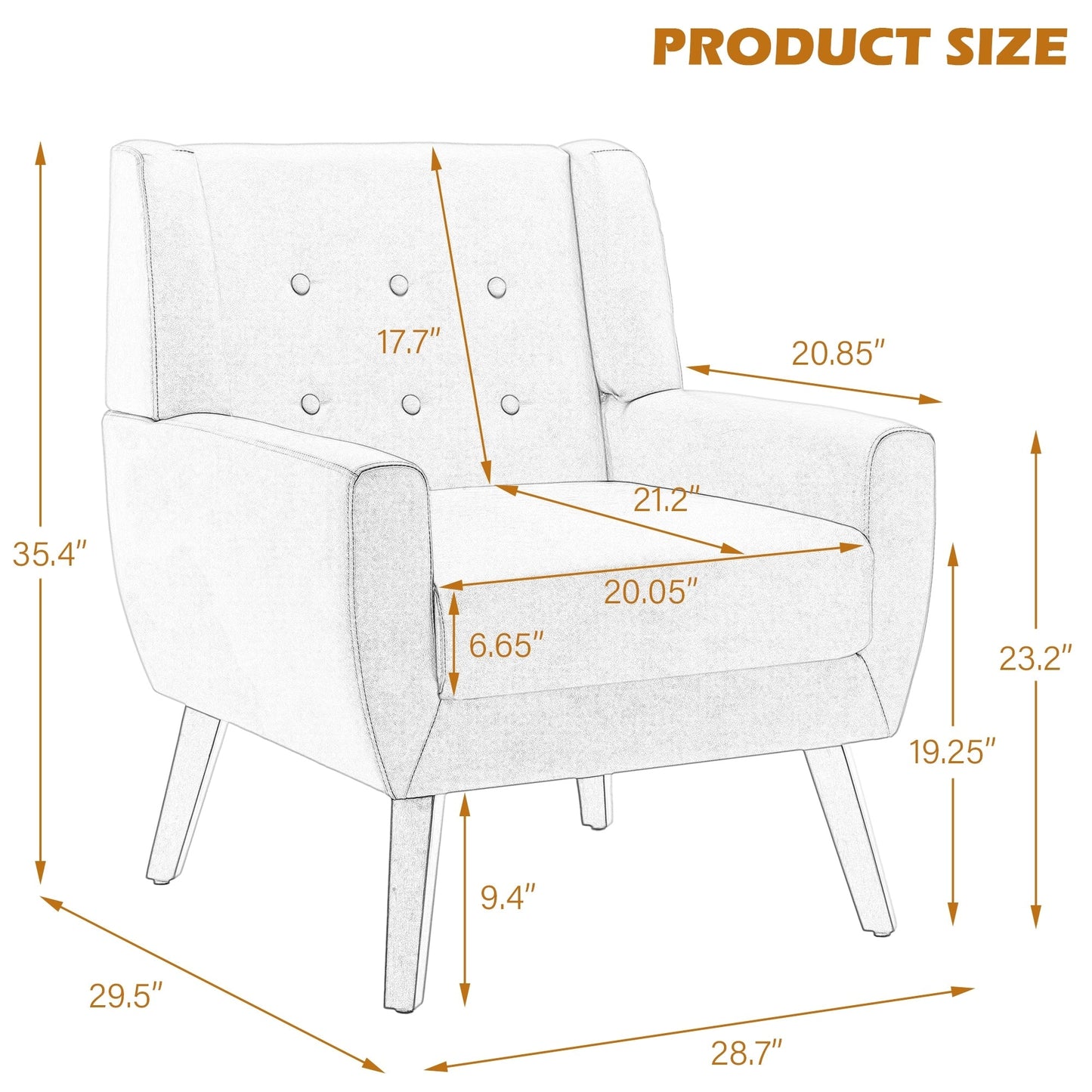 Cotton/ Linen Look Fabric Modern Accent Chair Armchair