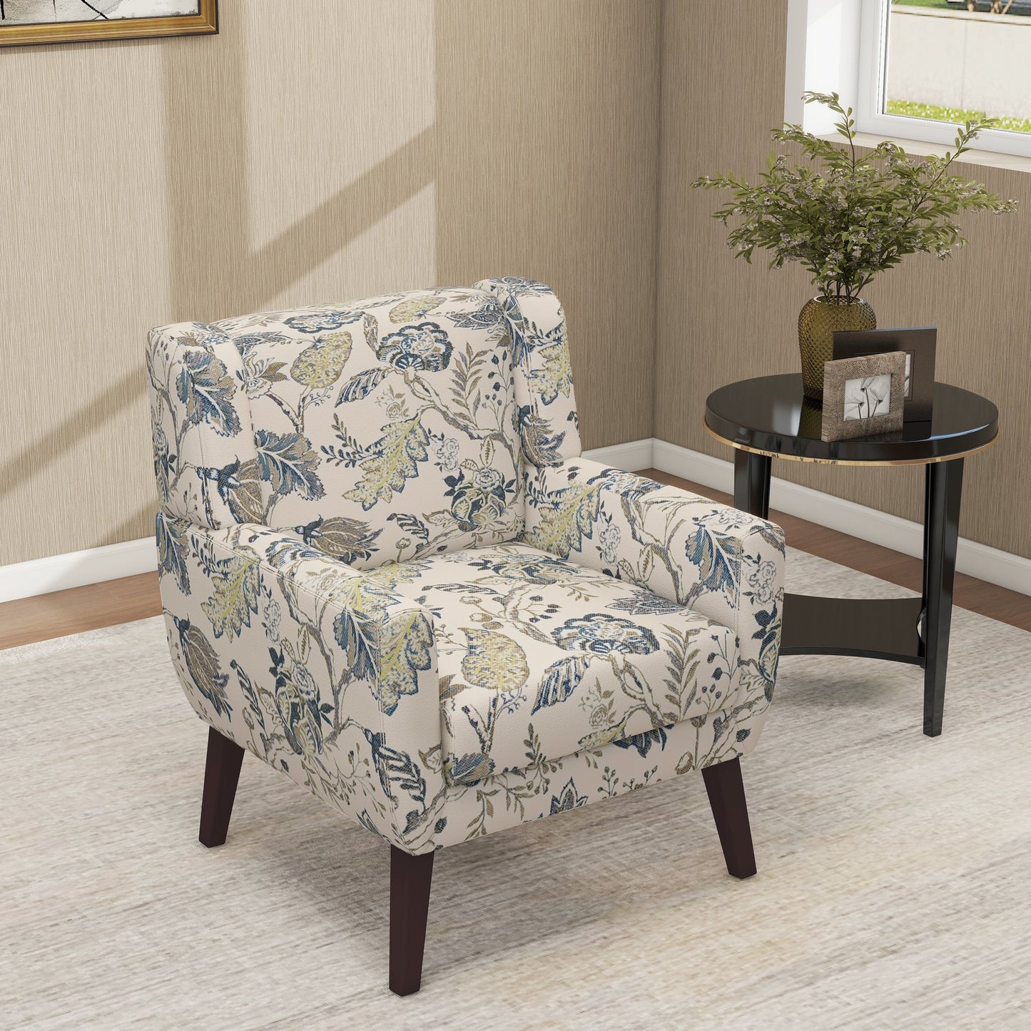 Cotton/ Linen Look Fabric Modern Accent Chair Armchair
