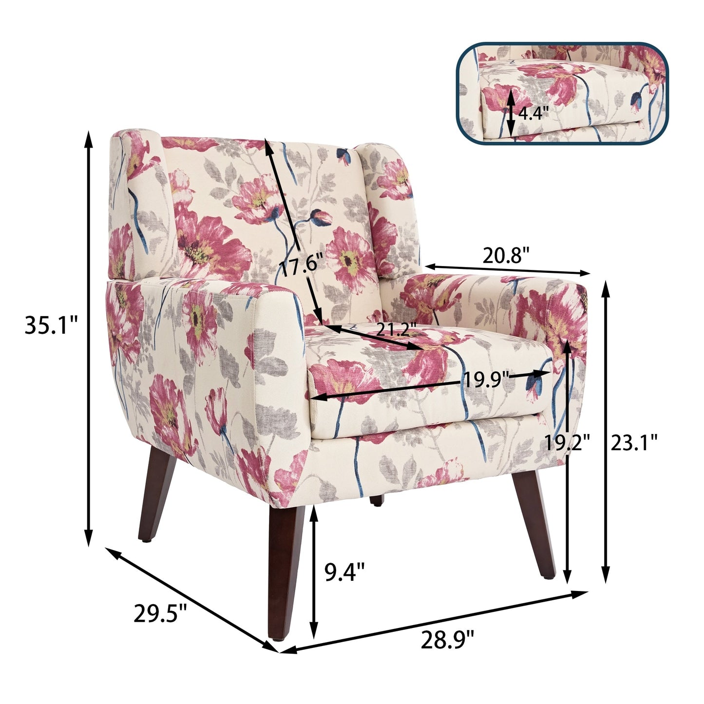 Cotton/ Linen Look Fabric Modern Accent Chair Armchair