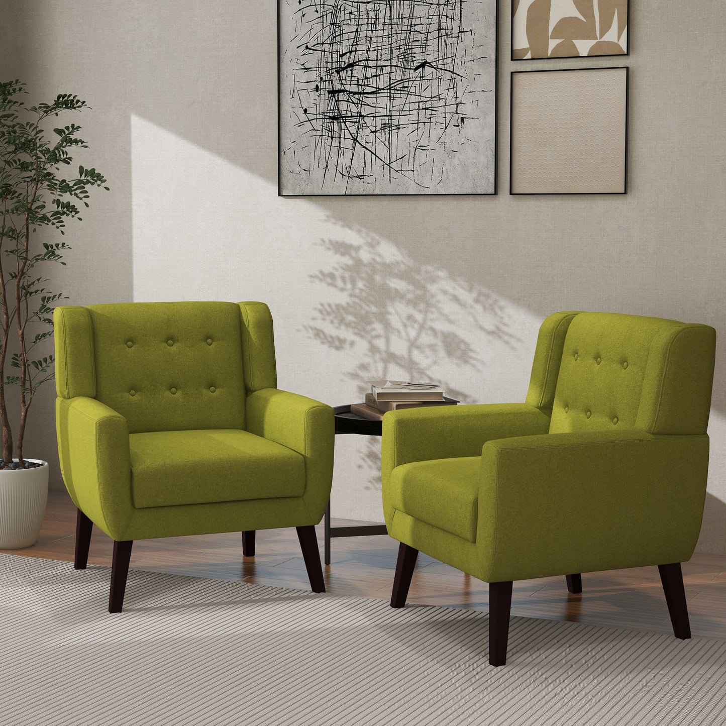 Cotton/ Linen Look Fabric Modern Accent Chair Armchair