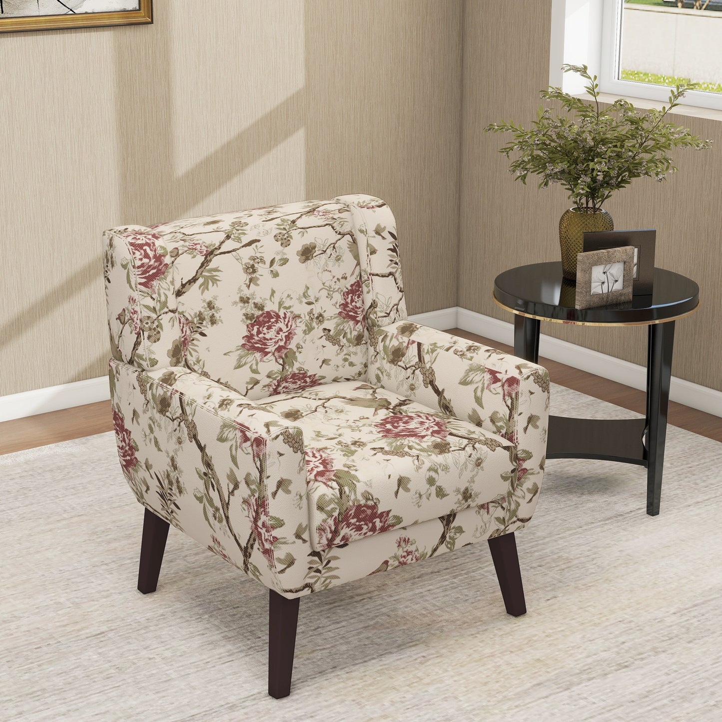 Cotton/ Linen Look Fabric Modern Accent Chair Armchair
