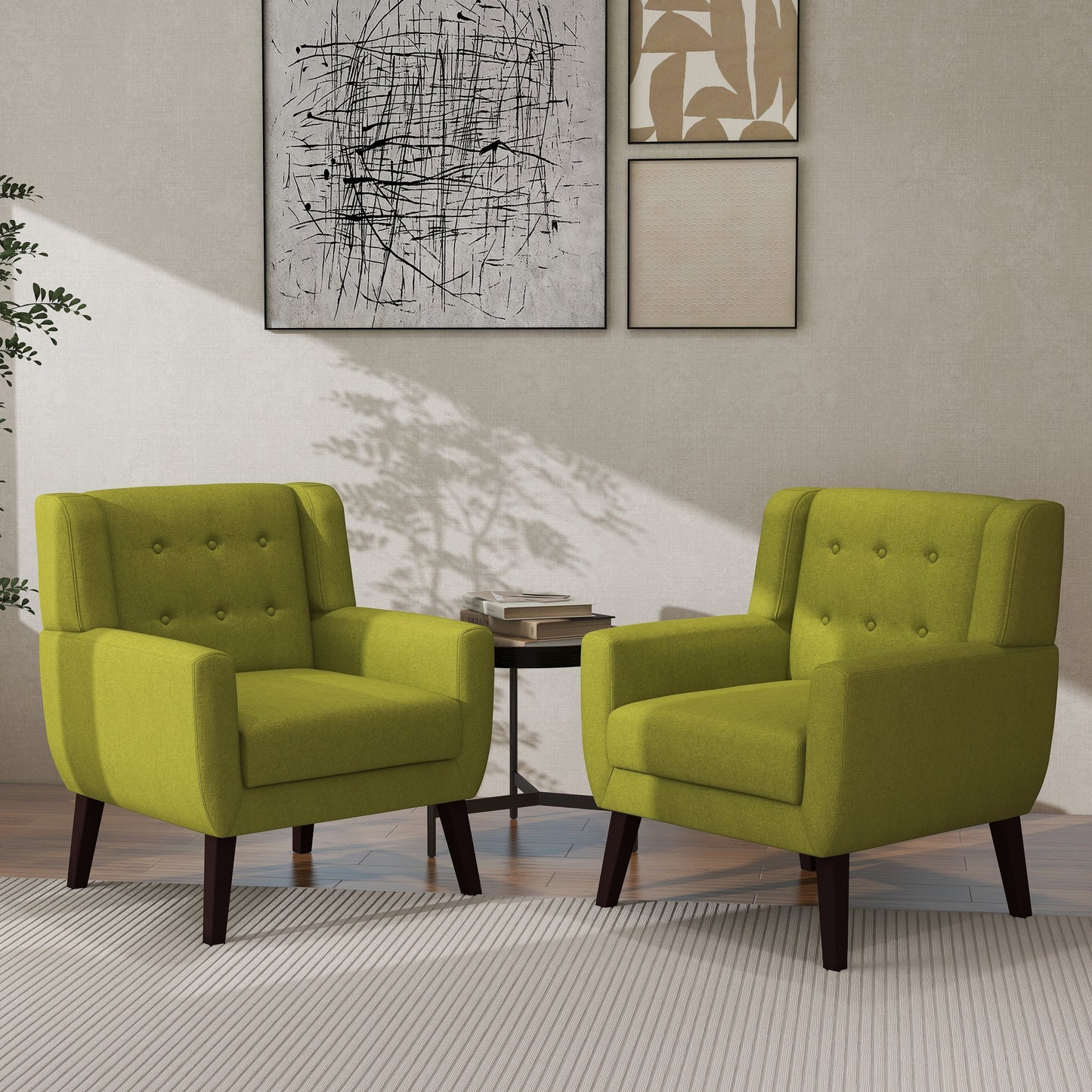 Cotton/ Linen Look Fabric Modern Accent Chair Armchair
