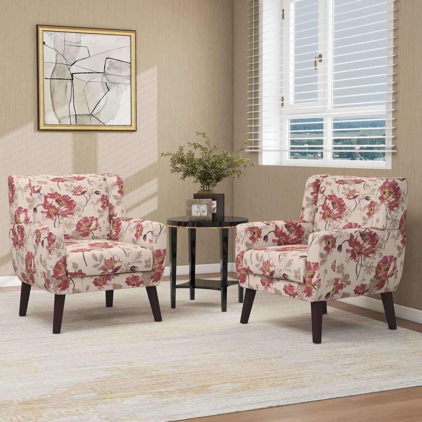 Cotton/ Linen Look Fabric Modern Accent Chair Armchair