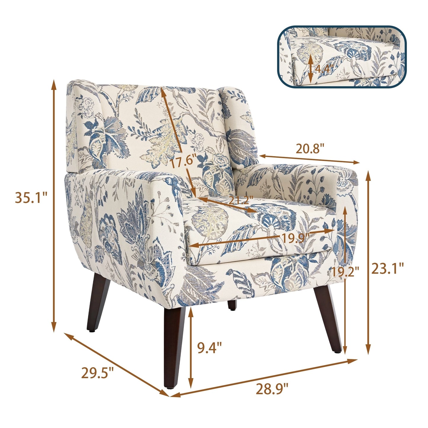 Cotton/ Linen Look Fabric Modern Accent Chair Armchair