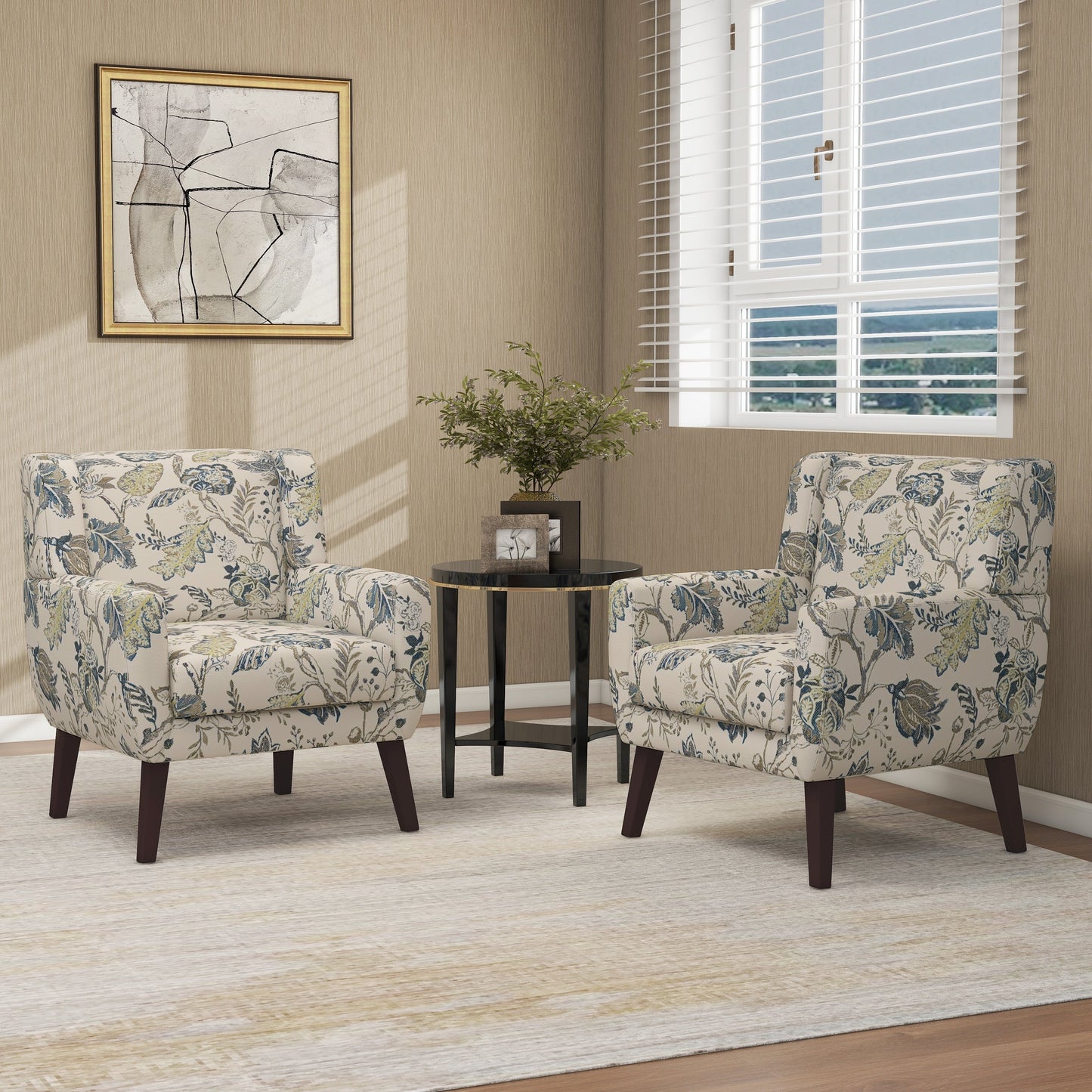 Cotton/ Linen Look Fabric Modern Accent Chair Armchair