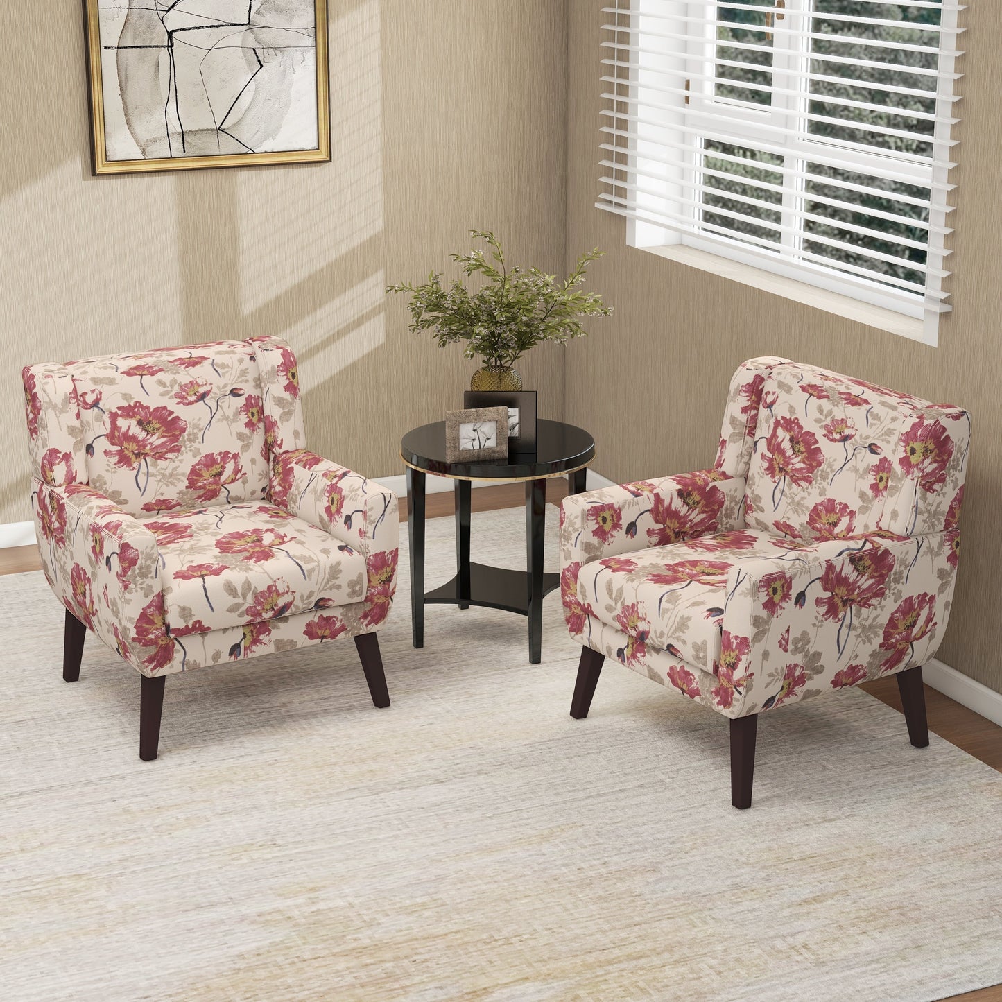 Cotton/ Linen Look Fabric Modern Accent Chair Armchair