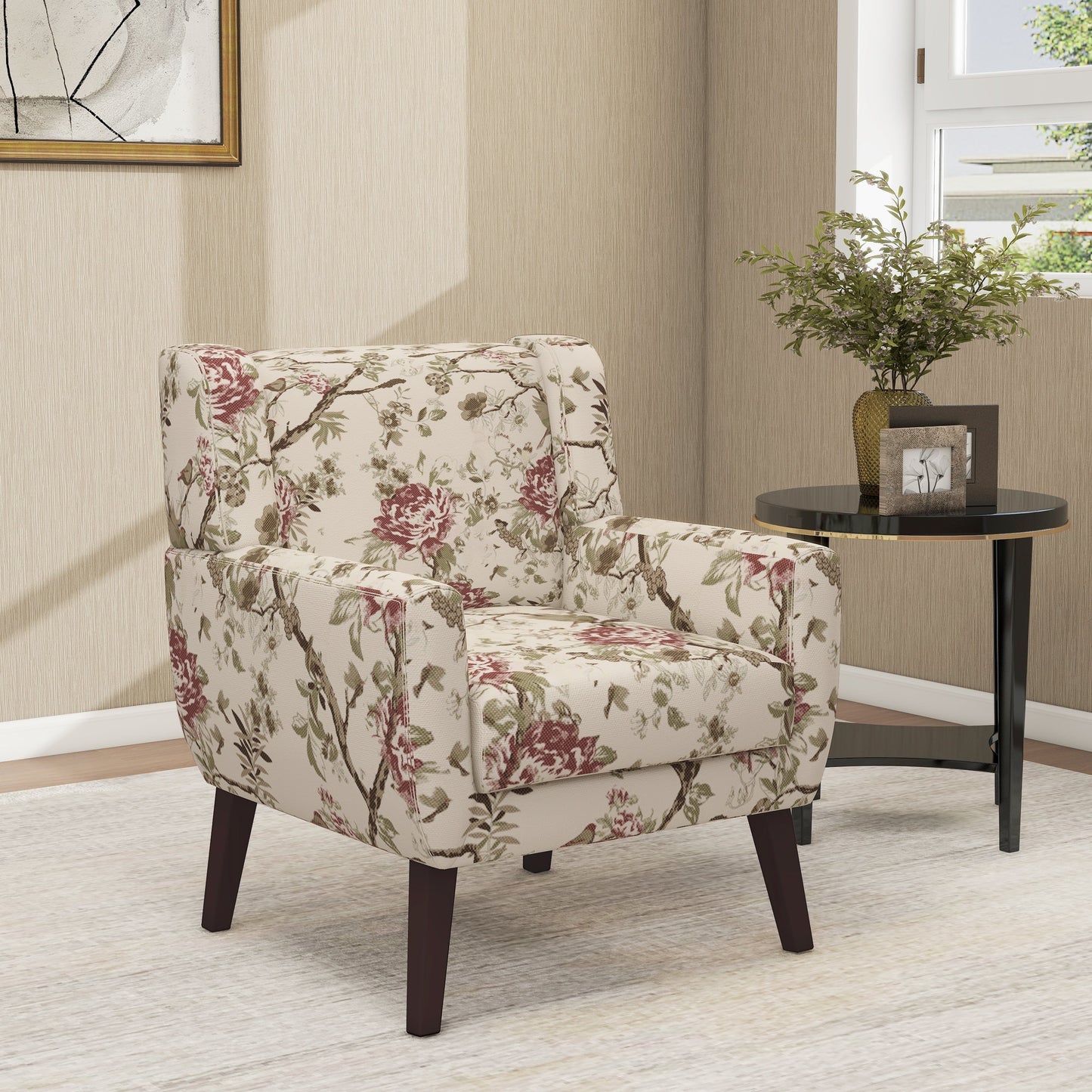 Cotton/ Linen Look Fabric Modern Accent Chair Armchair