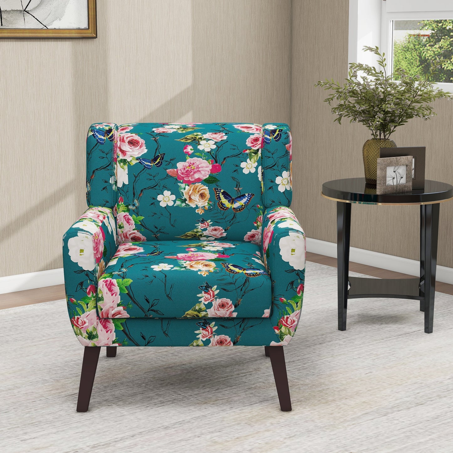 Cotton/ Linen Look Fabric Modern Accent Chair Armchair