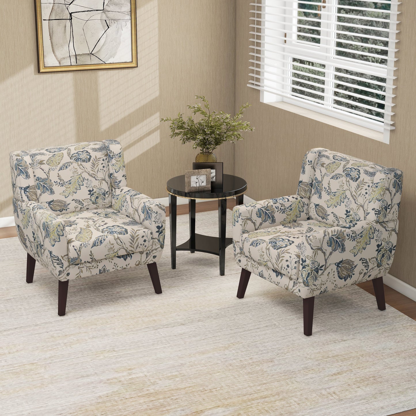 Cotton/ Linen Look Fabric Modern Accent Chair Armchair