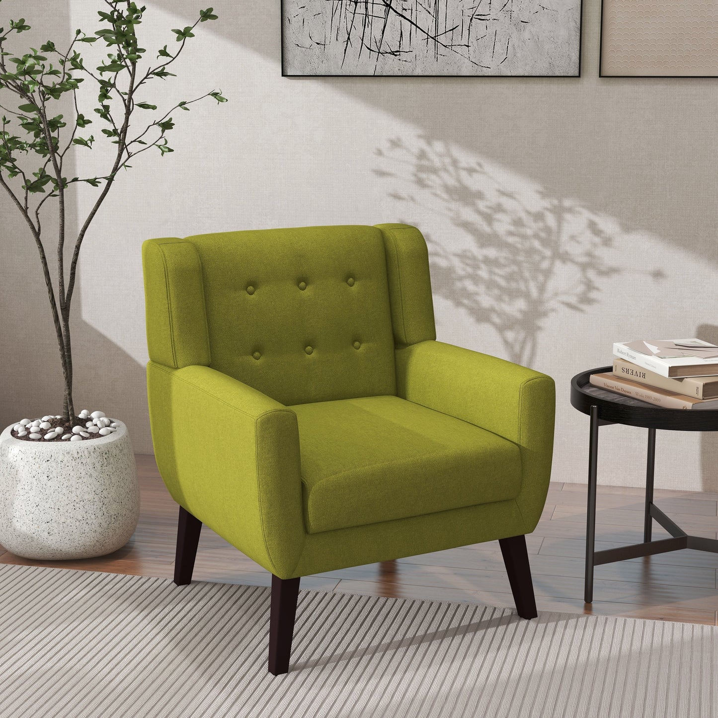 Cotton/ Linen Look Fabric Modern Accent Chair Armchair
