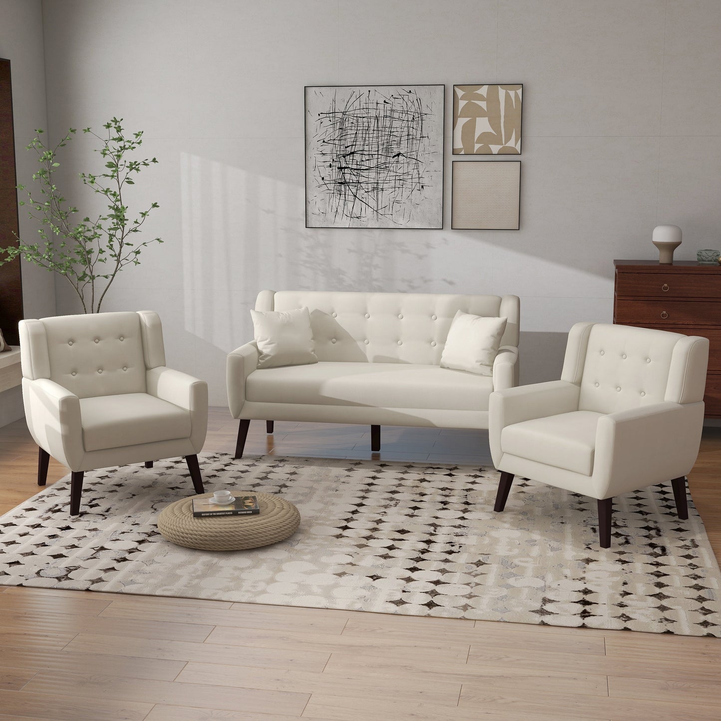 Cotton/ Linen Look Fabric Modern Accent Chair Armchair
