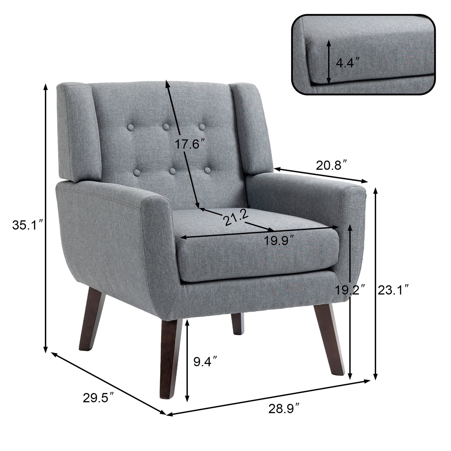 Cotton/ Linen Look Fabric Modern Accent Chair Armchair