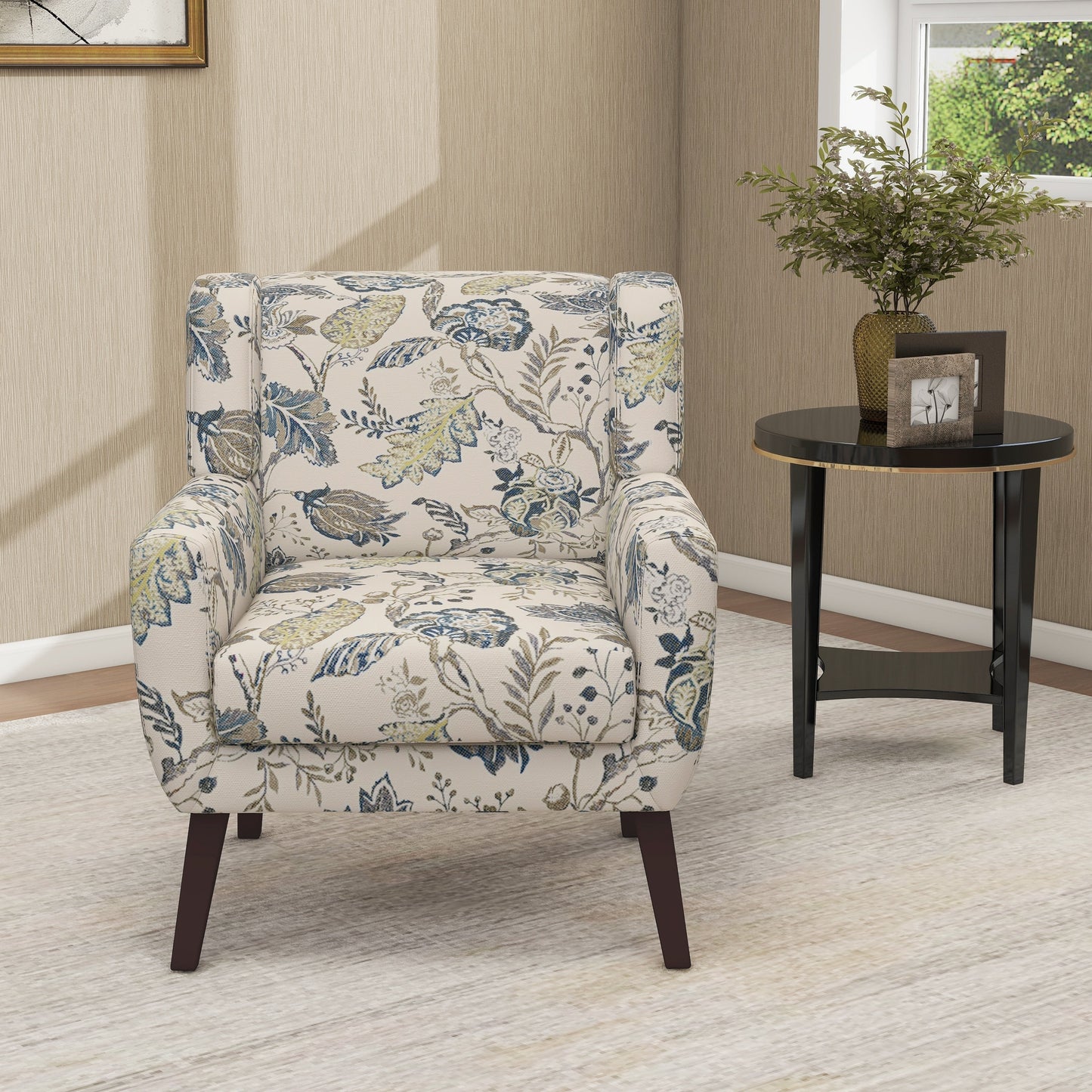 Cotton/ Linen Look Fabric Modern Accent Chair Armchair