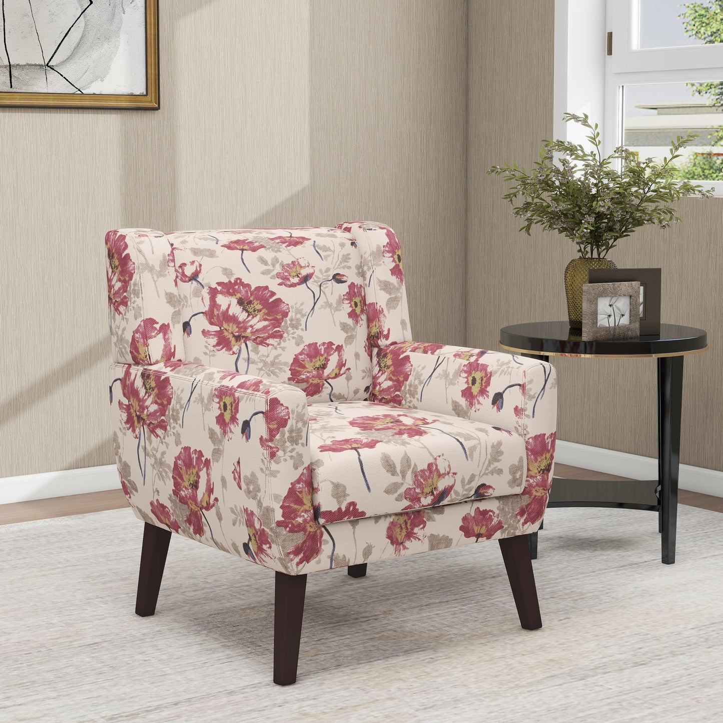 Cotton/ Linen Look Fabric Modern Accent Chair Armchair