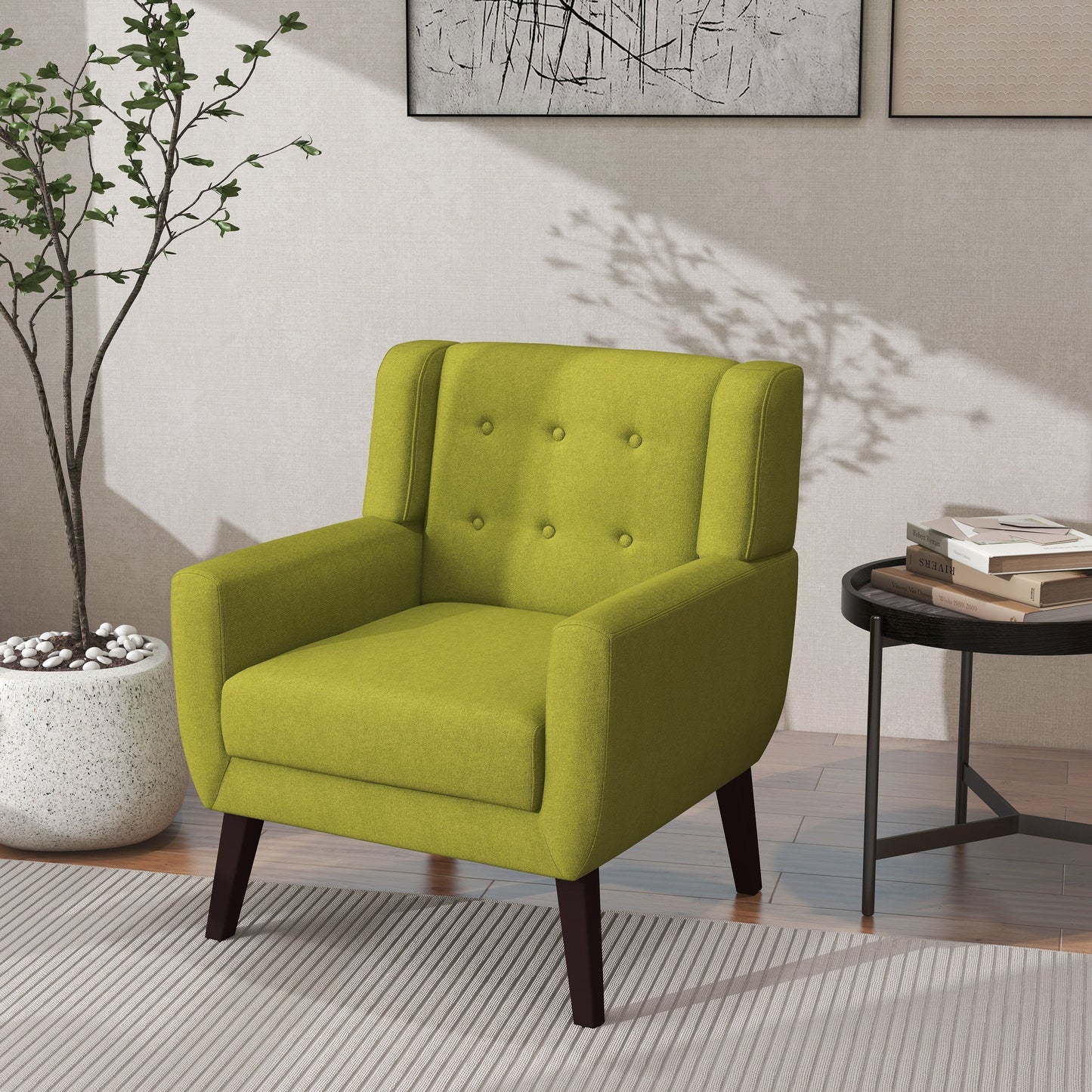 Cotton/ Linen Look Fabric Modern Accent Chair Armchair