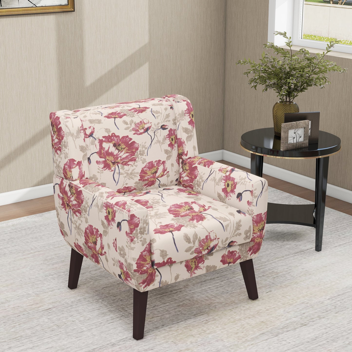 Cotton/ Linen Look Fabric Modern Accent Chair Armchair