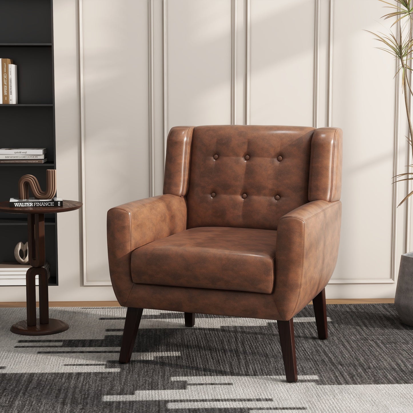 Cotton/ Linen Look Fabric Modern Accent Chair Armchair