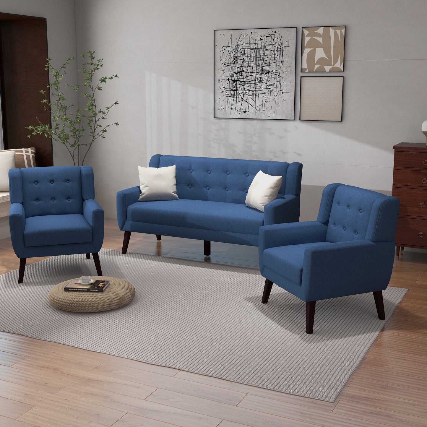 Cotton/ Linen Look Fabric Modern Accent Chair Armchair