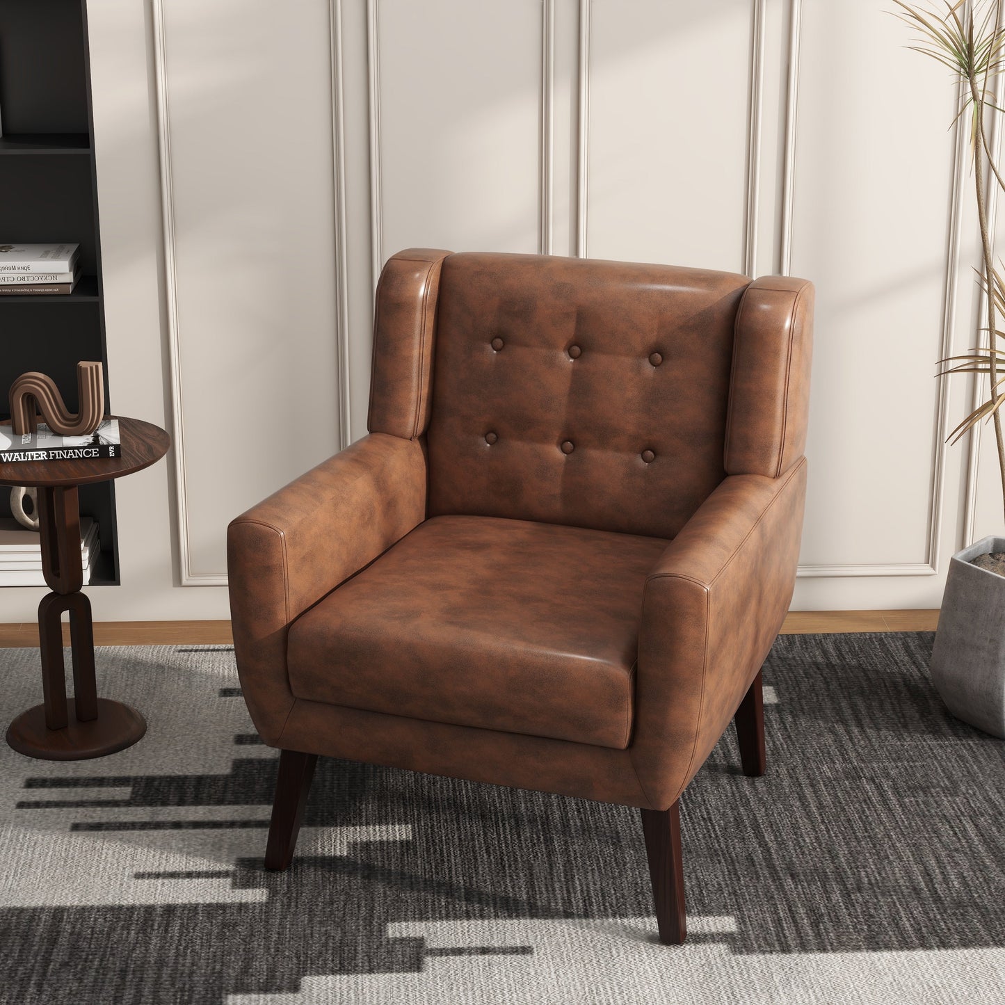 Cotton/ Linen Look Fabric Modern Accent Chair Armchair