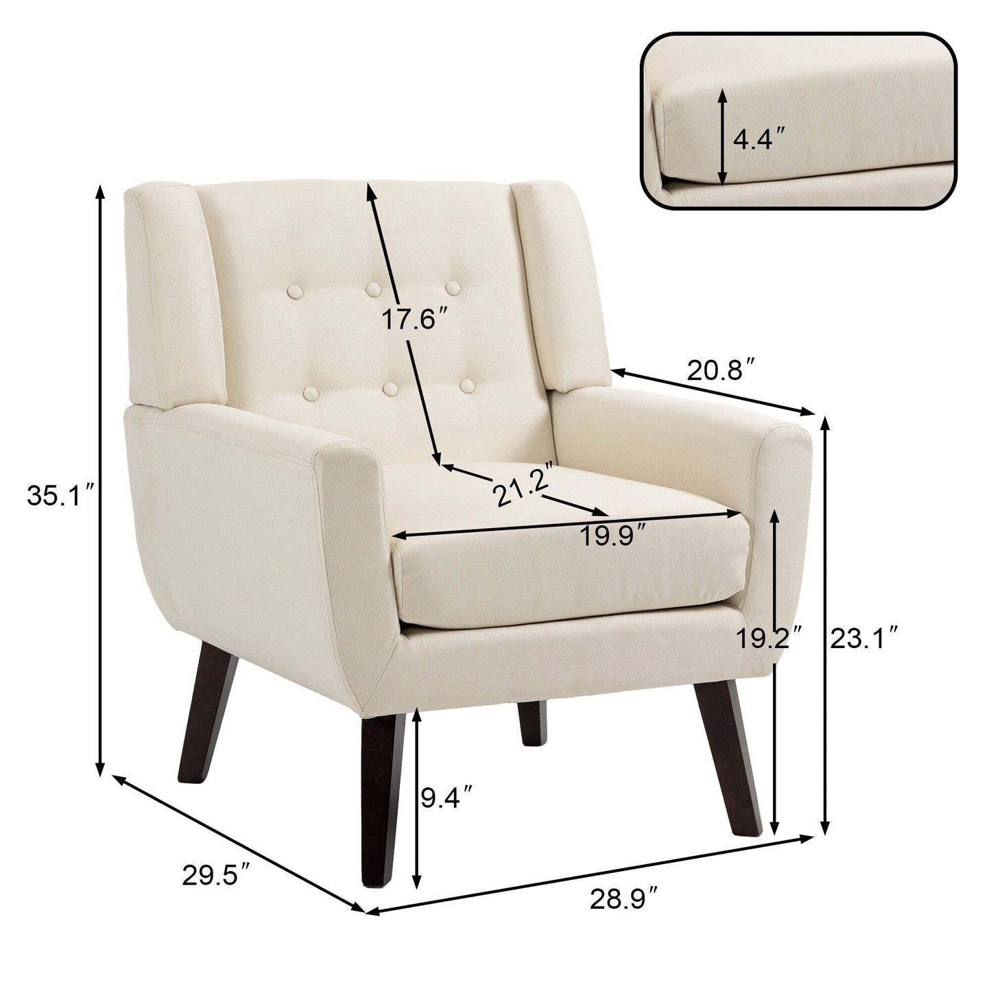 Cotton/ Linen Look Fabric Modern Accent Chair Armchair