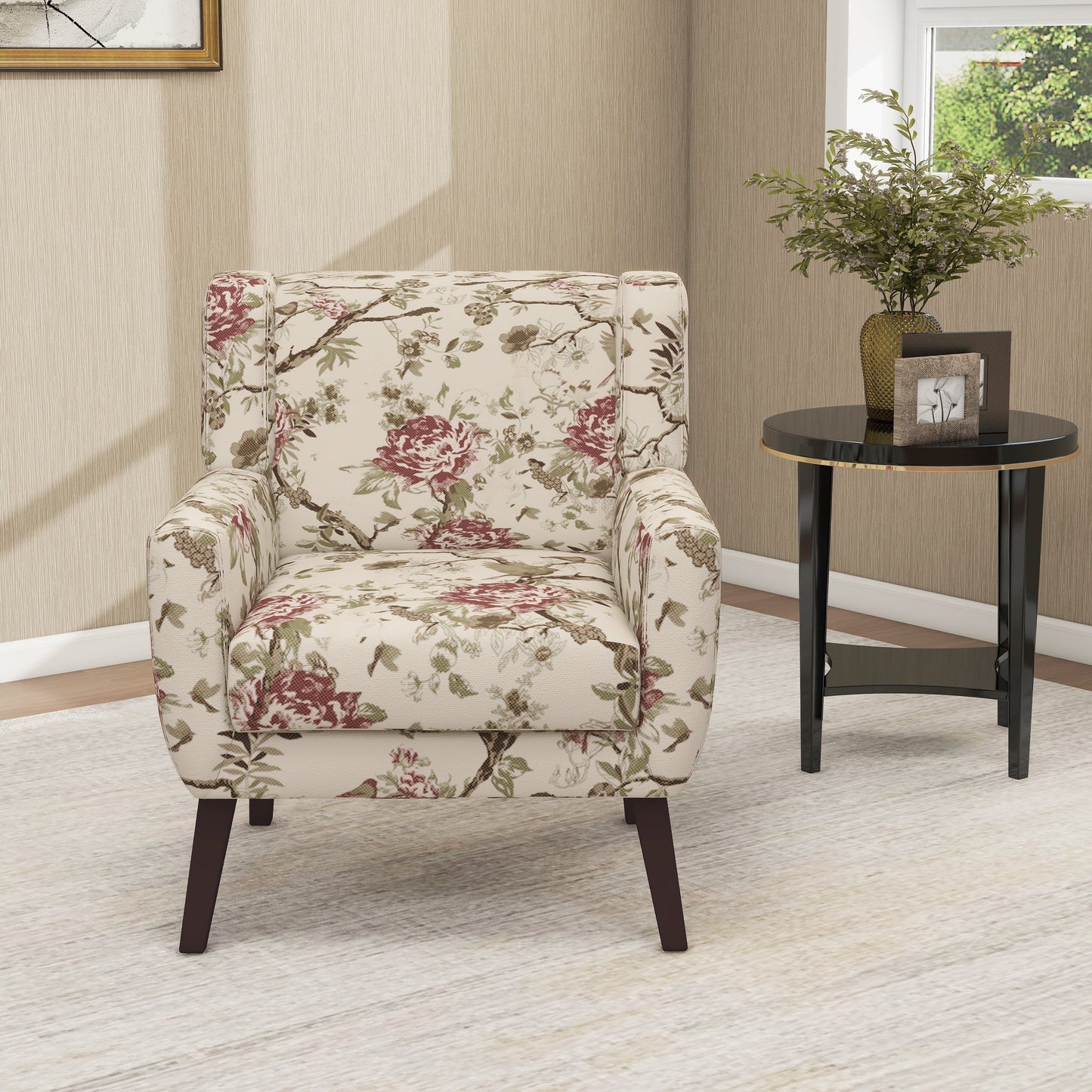 Cotton/ Linen Look Fabric Modern Accent Chair Armchair