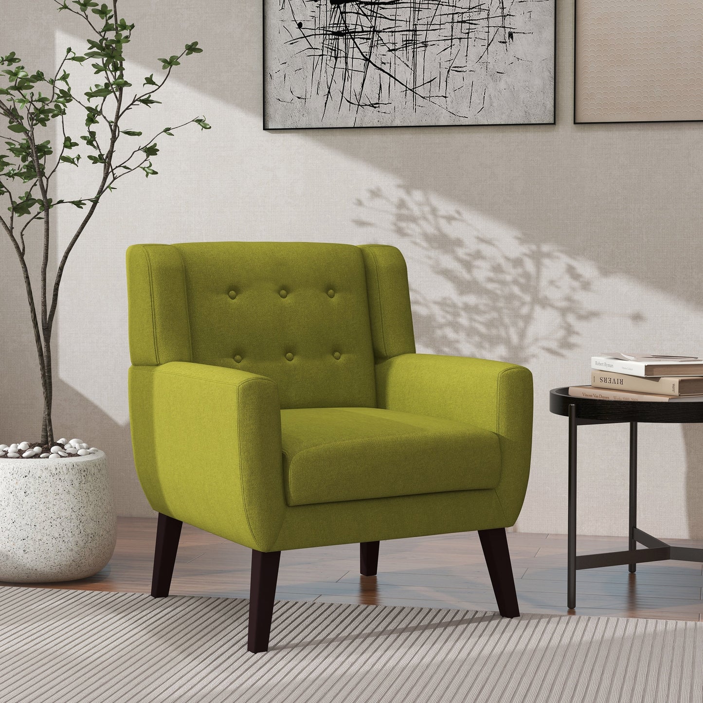 Cotton/ Linen Look Fabric Modern Accent Chair Armchair