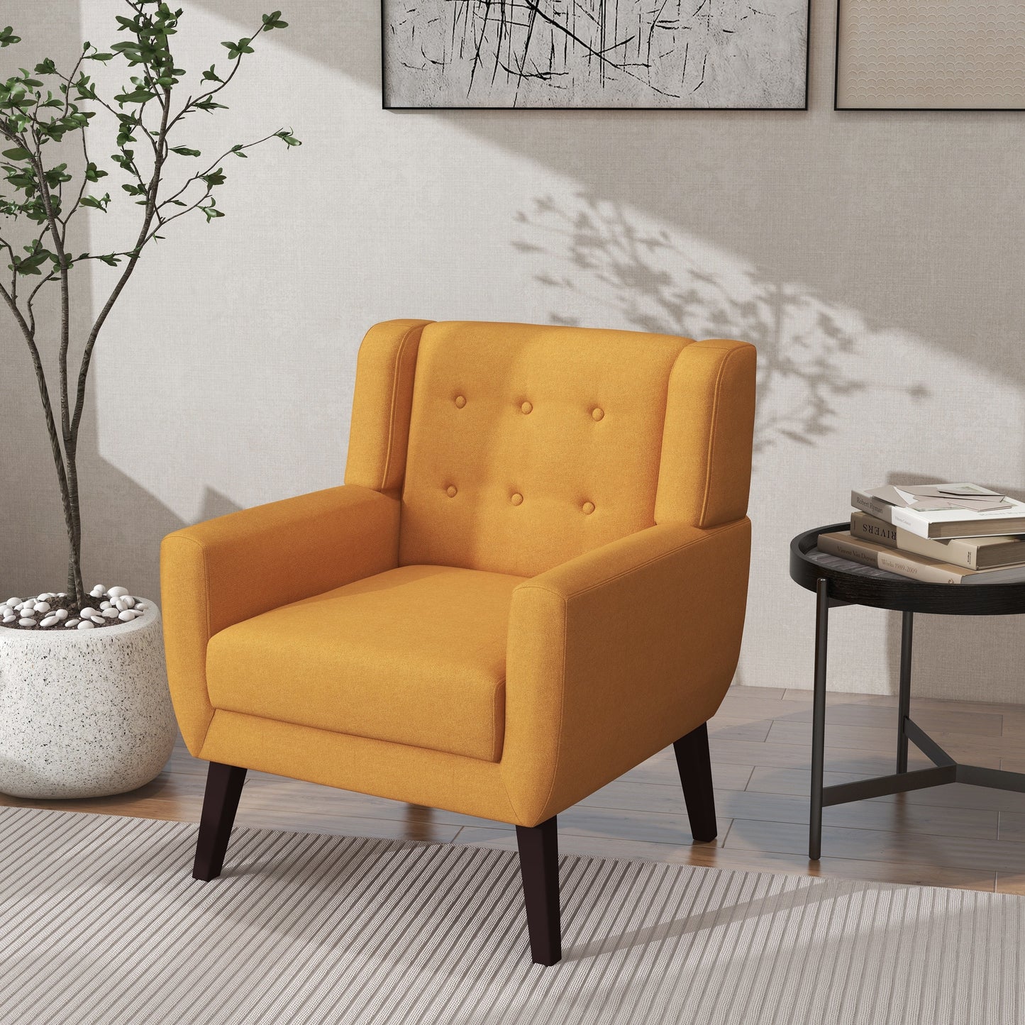 Cotton/ Linen Look Fabric Modern Accent Chair Armchair