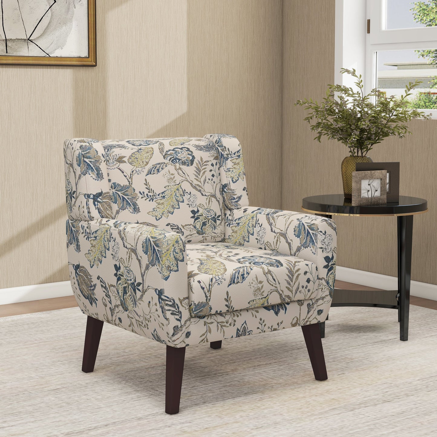 Cotton/ Linen Look Fabric Modern Accent Chair Armchair