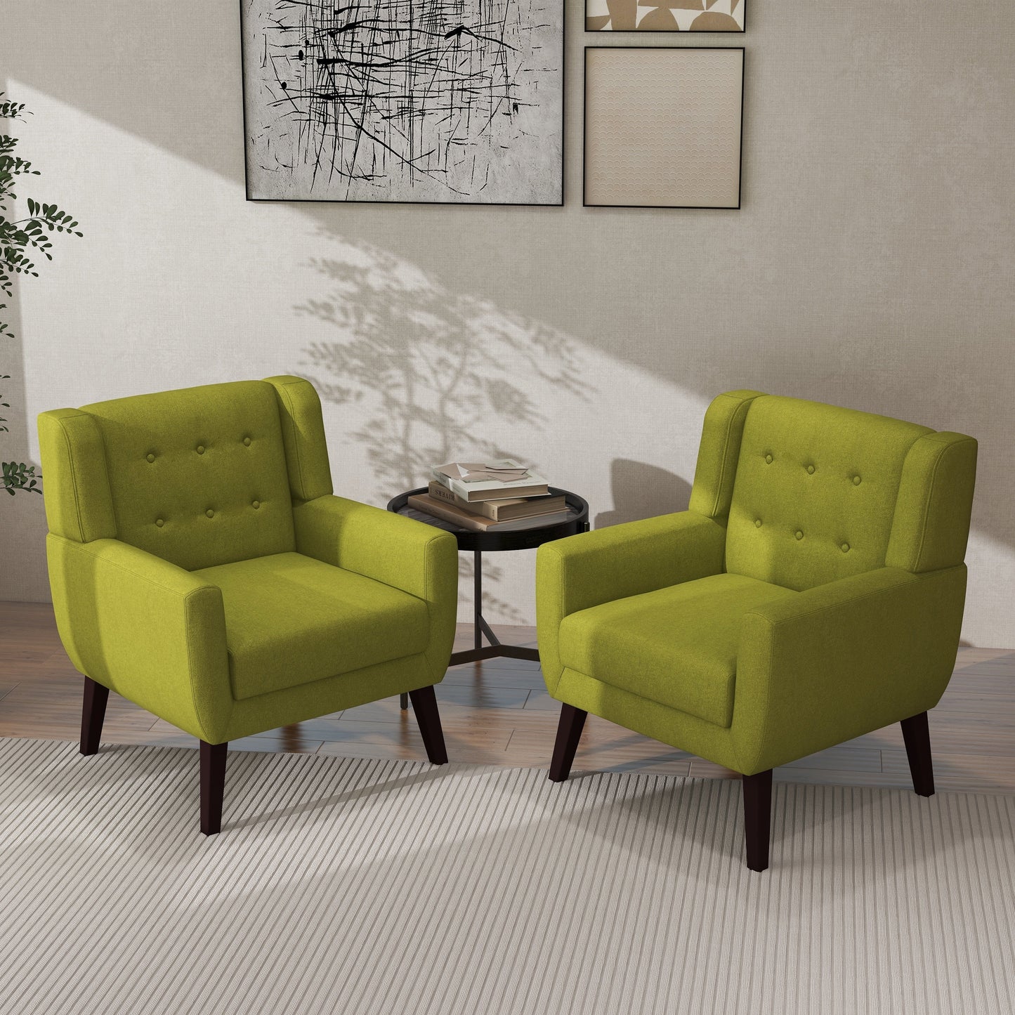 Cotton/ Linen Look Fabric Modern Accent Chair Armchair