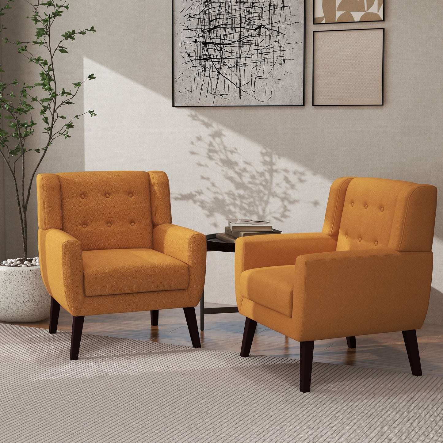 Cotton/ Linen Look Fabric Modern Accent Chair Armchair