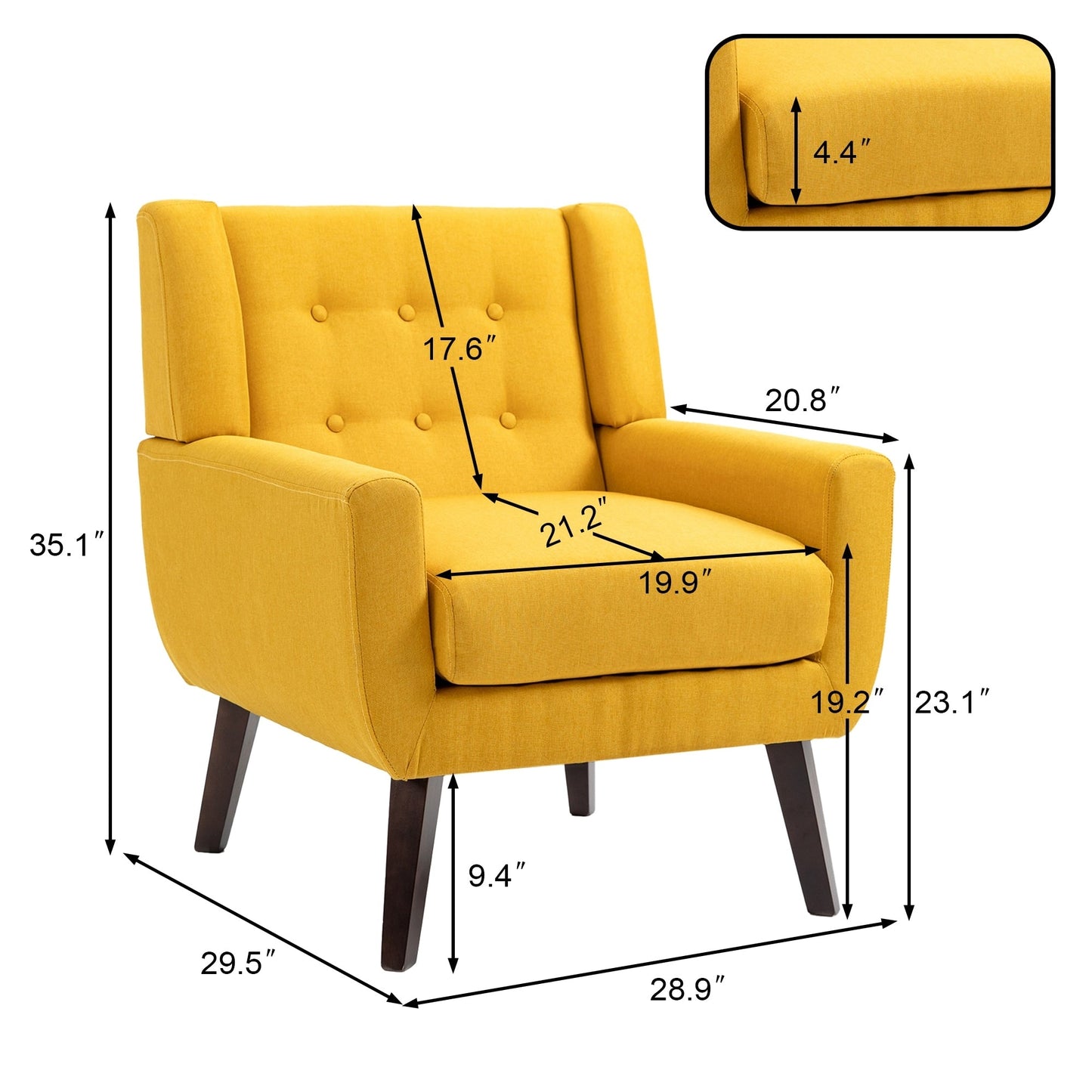 Cotton/ Linen Look Fabric Modern Accent Chair Armchair